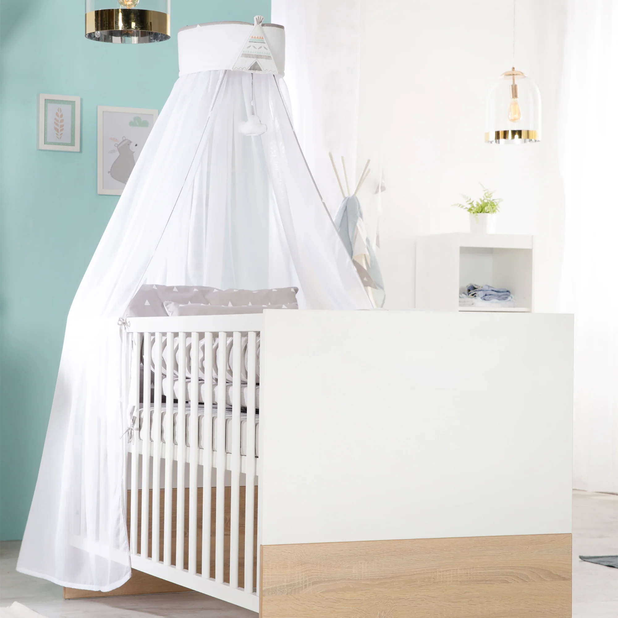 Kinderzimmerset 'Gabriella' 3-teilig - Bett 70x140 + Wickelkommode schmal + Kleiderschrank 3-türig - Image 9