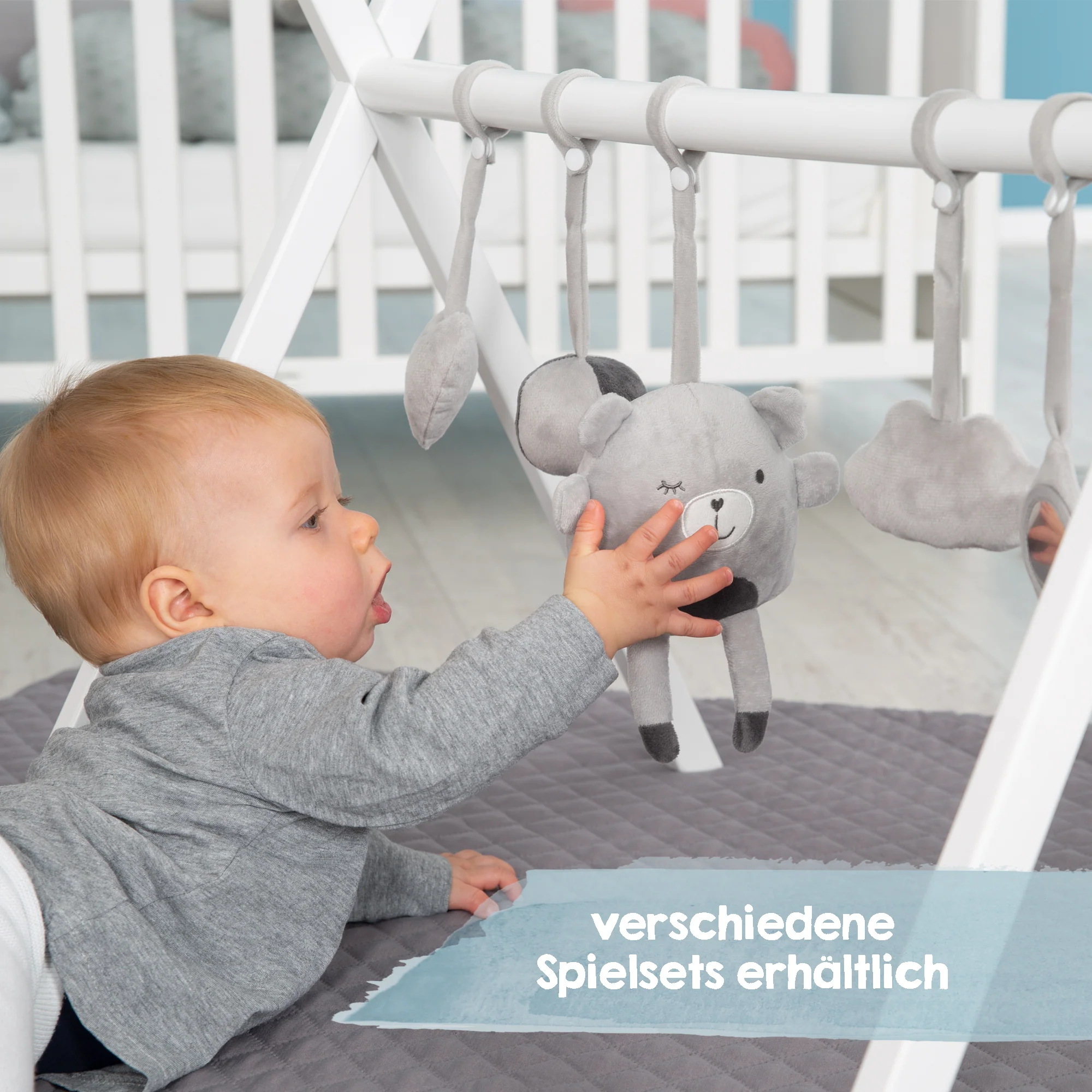 Baby-Spieltrapez nach Montessori-Prinzip - Spiel- & Greiftrainer aus Holz - Weiß - Image 6