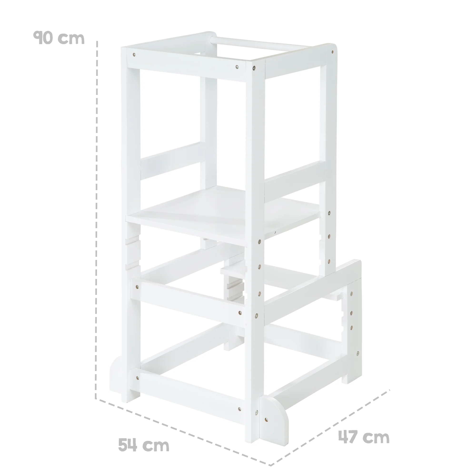 Lernturm weiß, sicherer Tritthocker für Kinder, ideal als Küchenhelfer, bis 80 kg belastbar - Image 4