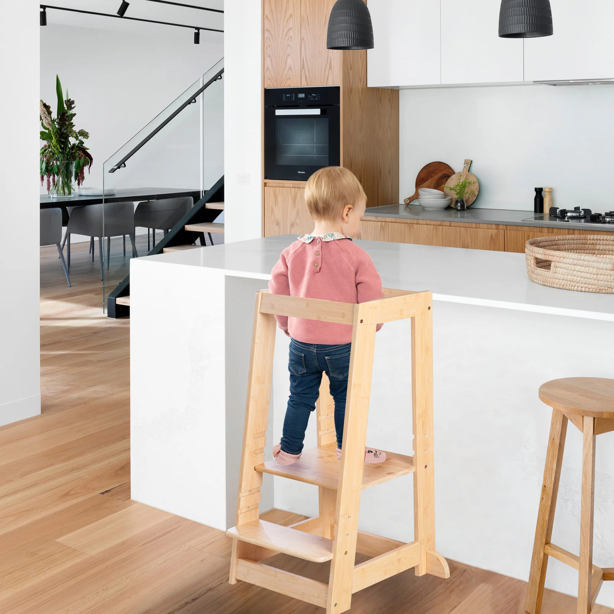Lernturm aus Bambus-Holz - Tritthocker für Kinder - FSC zertifiziert - bis 80 kg belastbar - Image 6