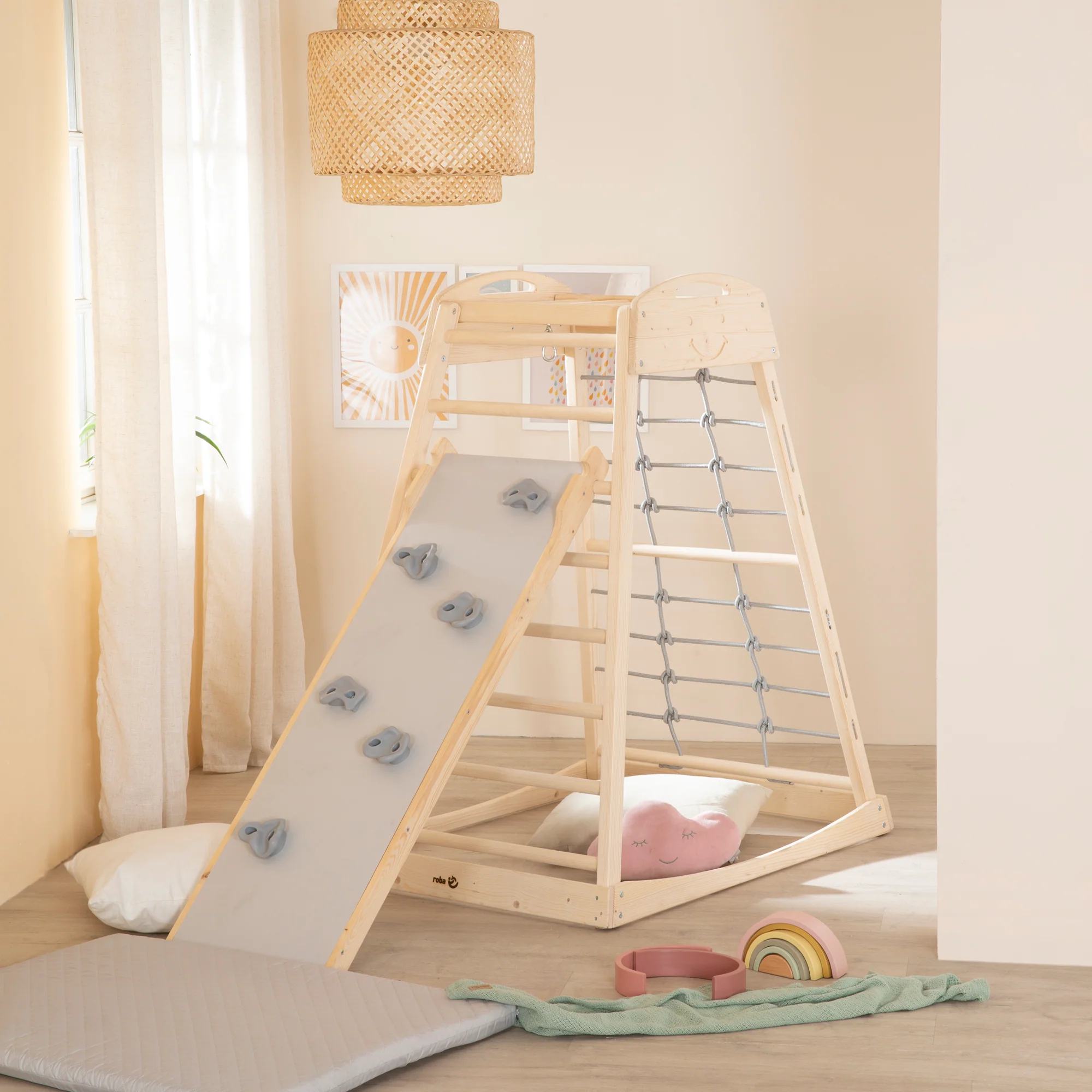 Rutschbrett aus Holz - Zubehör für Kletterdreieck & Spielturm - Natur / Grau - Image 10