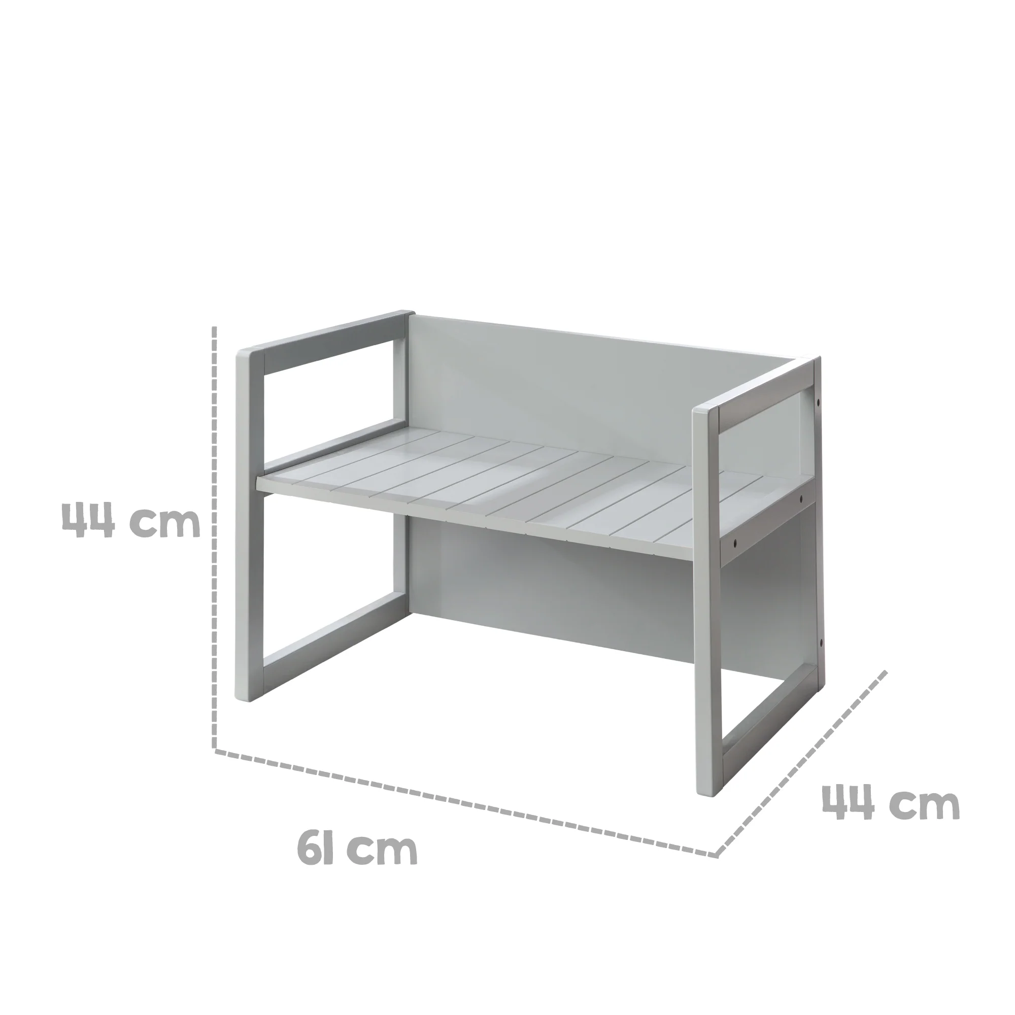 Kindersitzgruppe im Landhausstil, Hocker + Tisch, drehbare Sitzmöbel in Grau - Image 8
