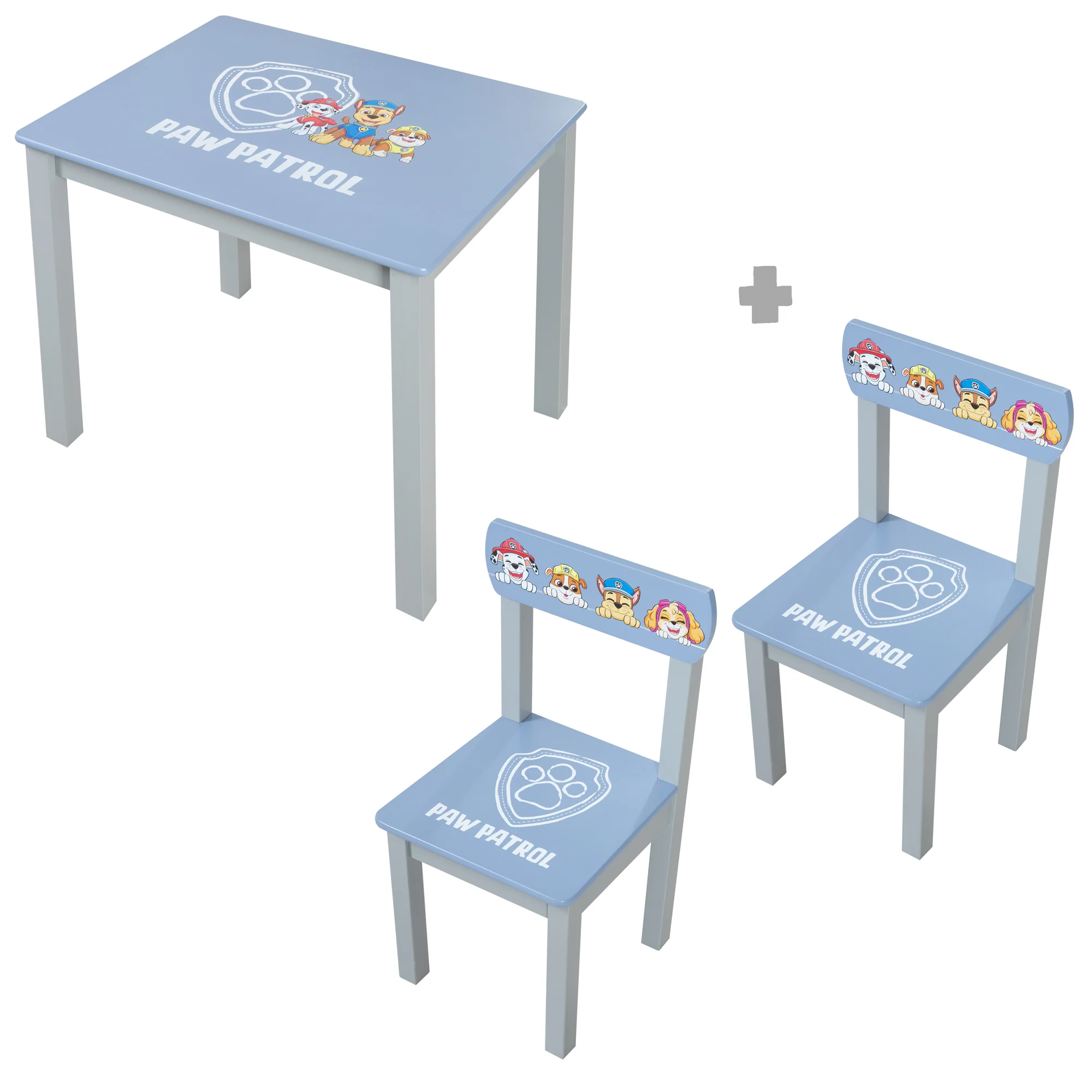 Kindersitzgruppe 'Paw Patrol' - 2 Kinderstühle & Tisch für Kinder - Blau / Grau - Image 4