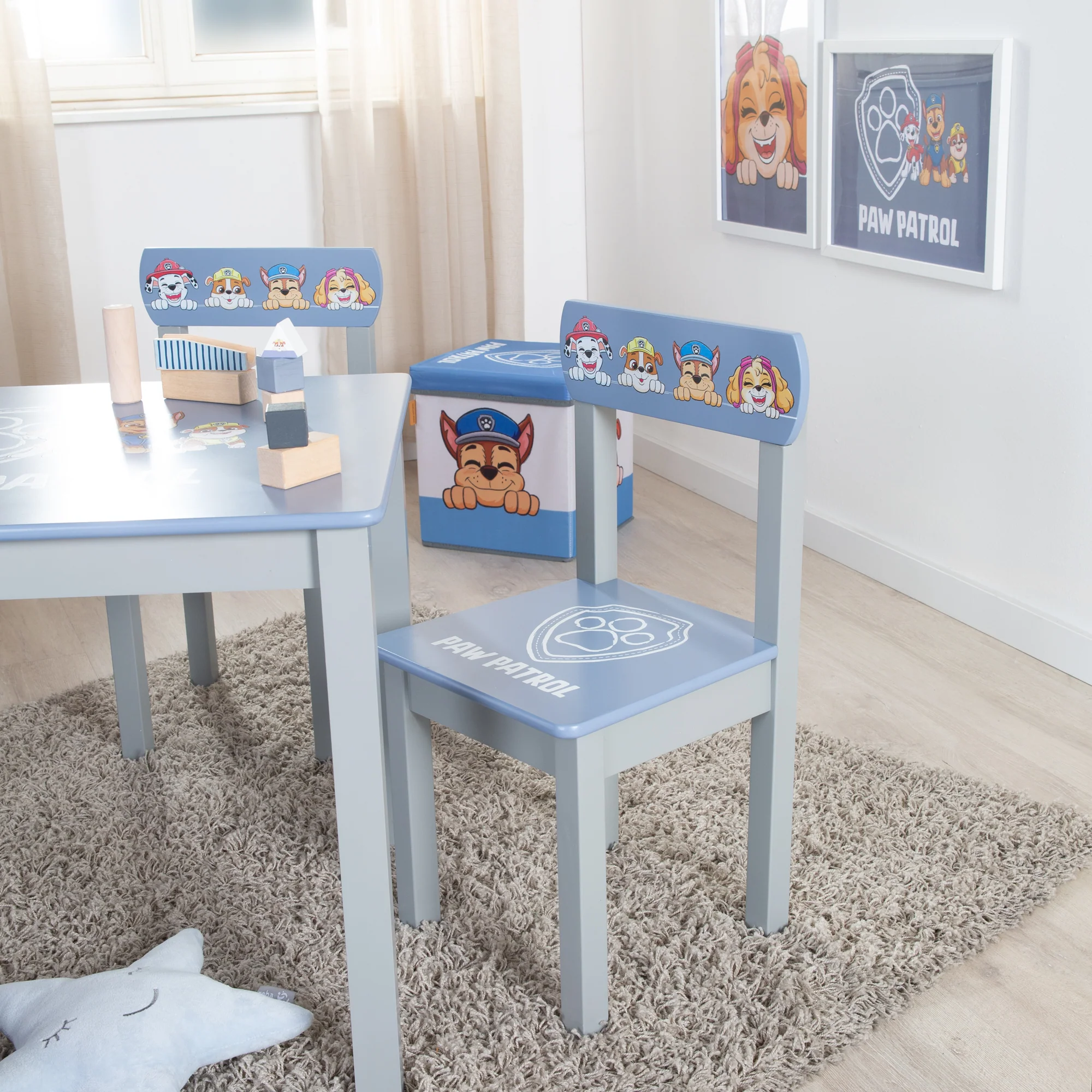 Kindersitzgruppe 'Paw Patrol' - 2 Kinderstühle & Tisch für Kinder - Blau / Grau - Image 9