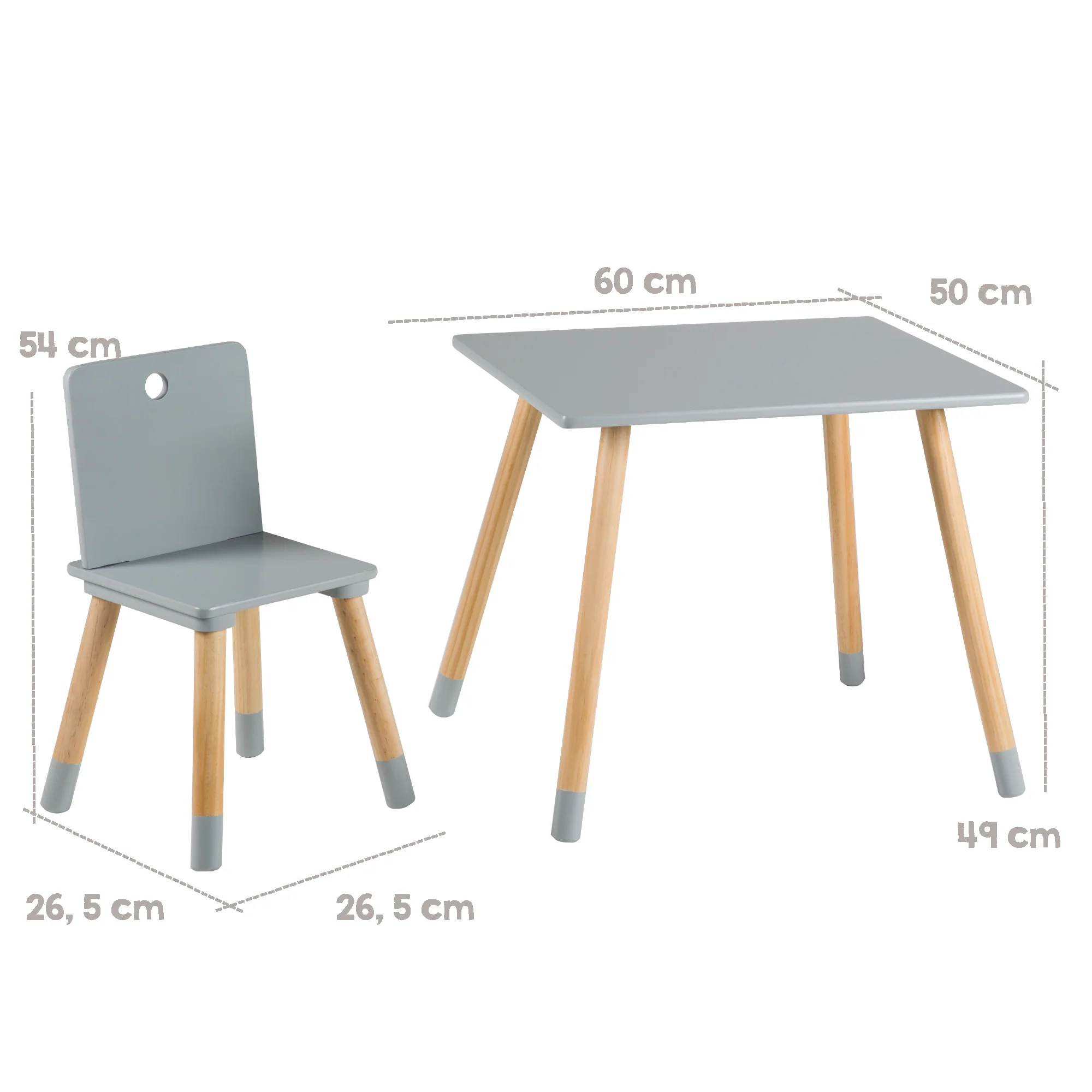 Kindersitzgruppe, Kindermöbel Set, 2 Kinderstühle & 1 Tisch, Sitzgarnitur Holz, grau lackiert - Image 5