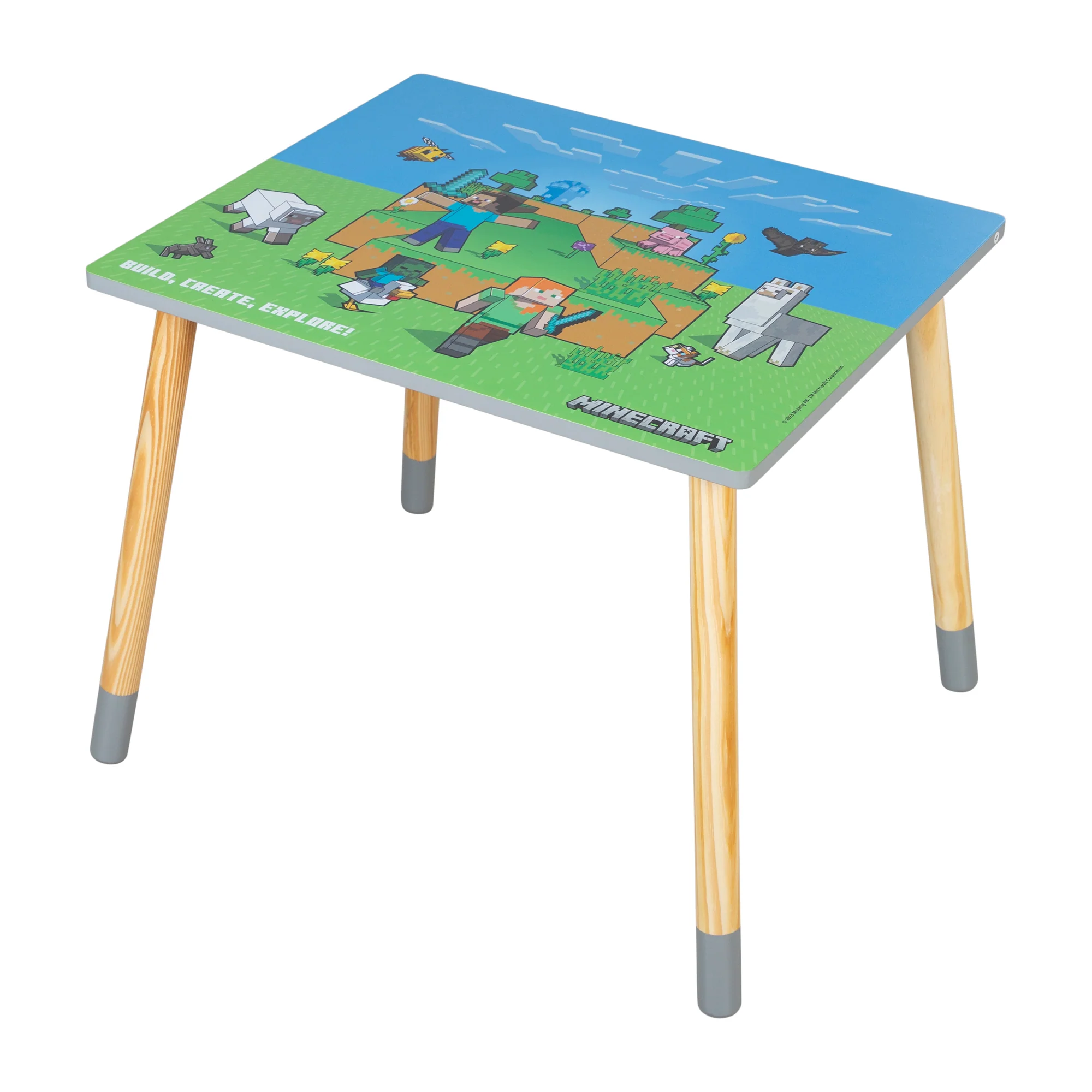 Kindersitzgruppe 'Minecraft' - Tisch mit 2 Stühlen aus Holz - Grün / Blau - Image 11
