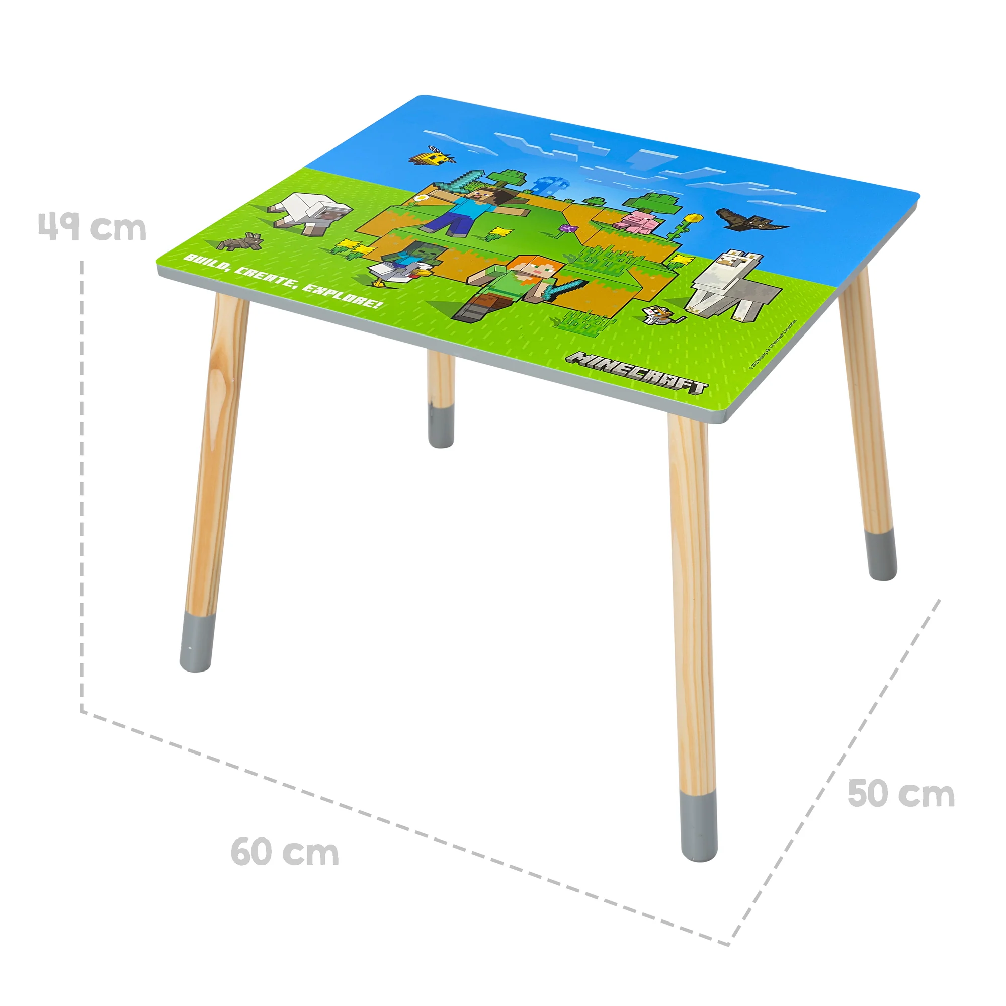 Kindersitzgruppe 'Minecraft' - Tisch mit 2 Stühlen aus Holz - Grün / Blau - Image 13