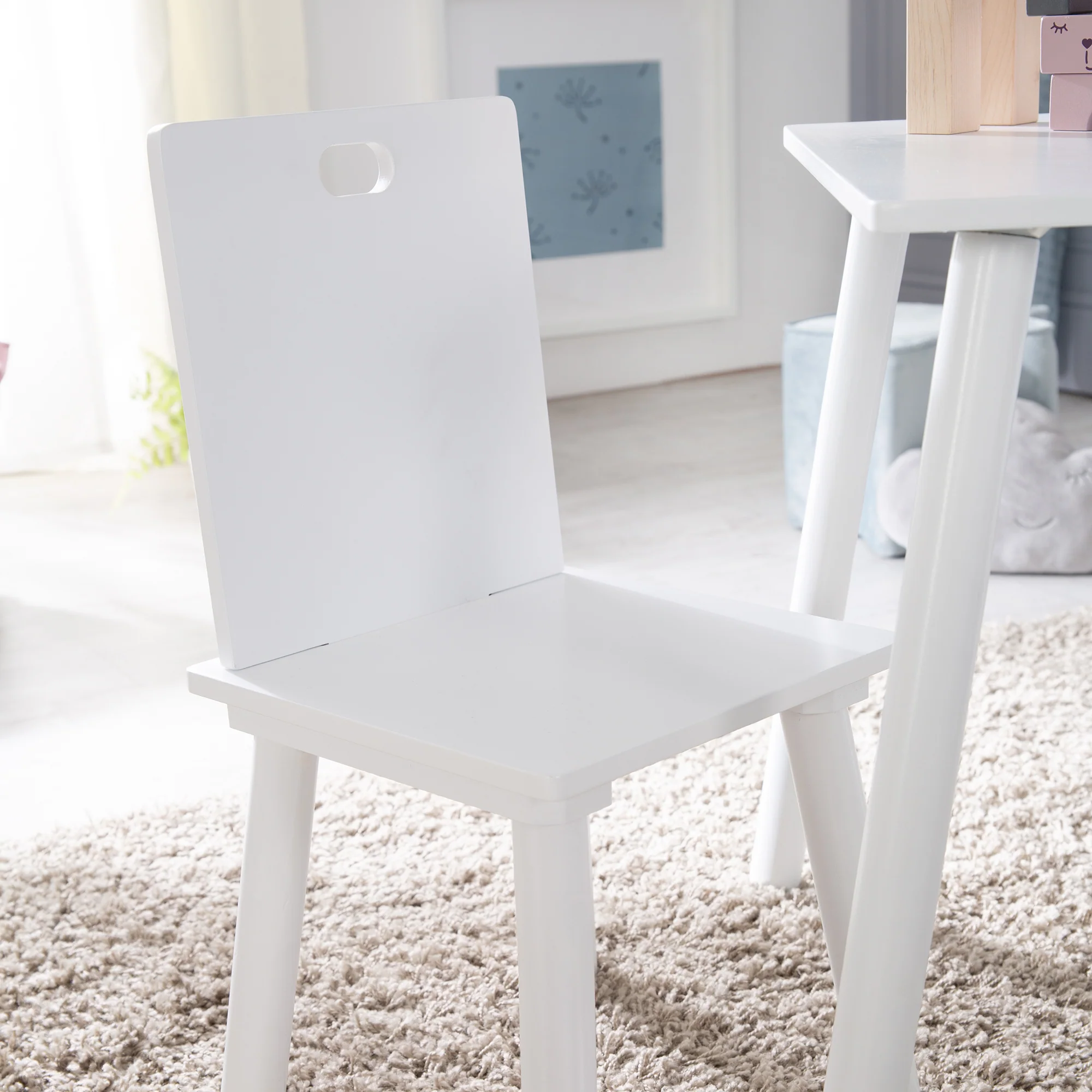 Kindersitzgruppe, Kindermöbel Set aus 2 Kinderstühlen & 1 Tisch, Sitzgarnitur Holz, weiß lackiert. - Image 7