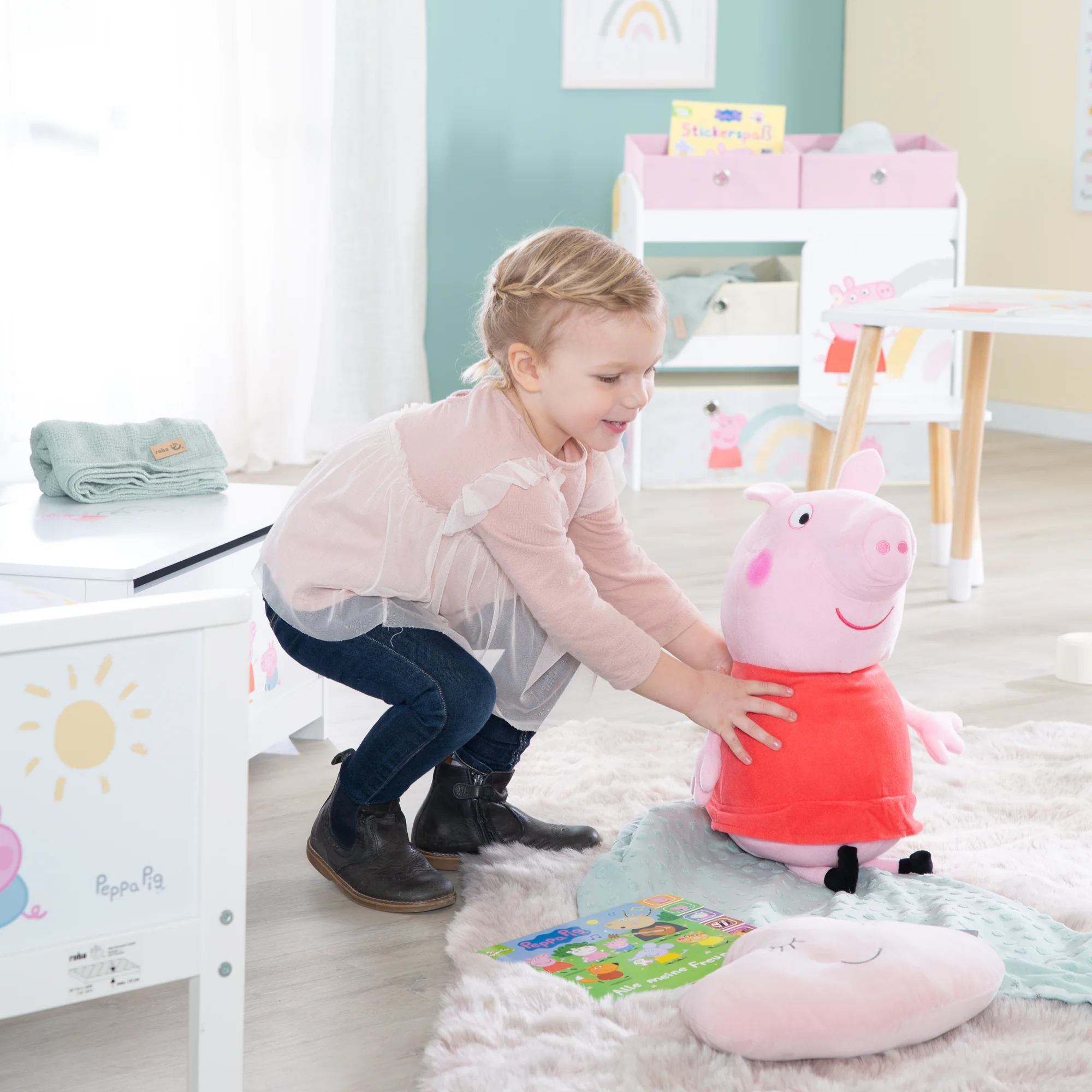 Messlatte Peppa Pig - Skala von 70 cm bis 150 cm für Kinder - Holz weiß / rosa - Image 4