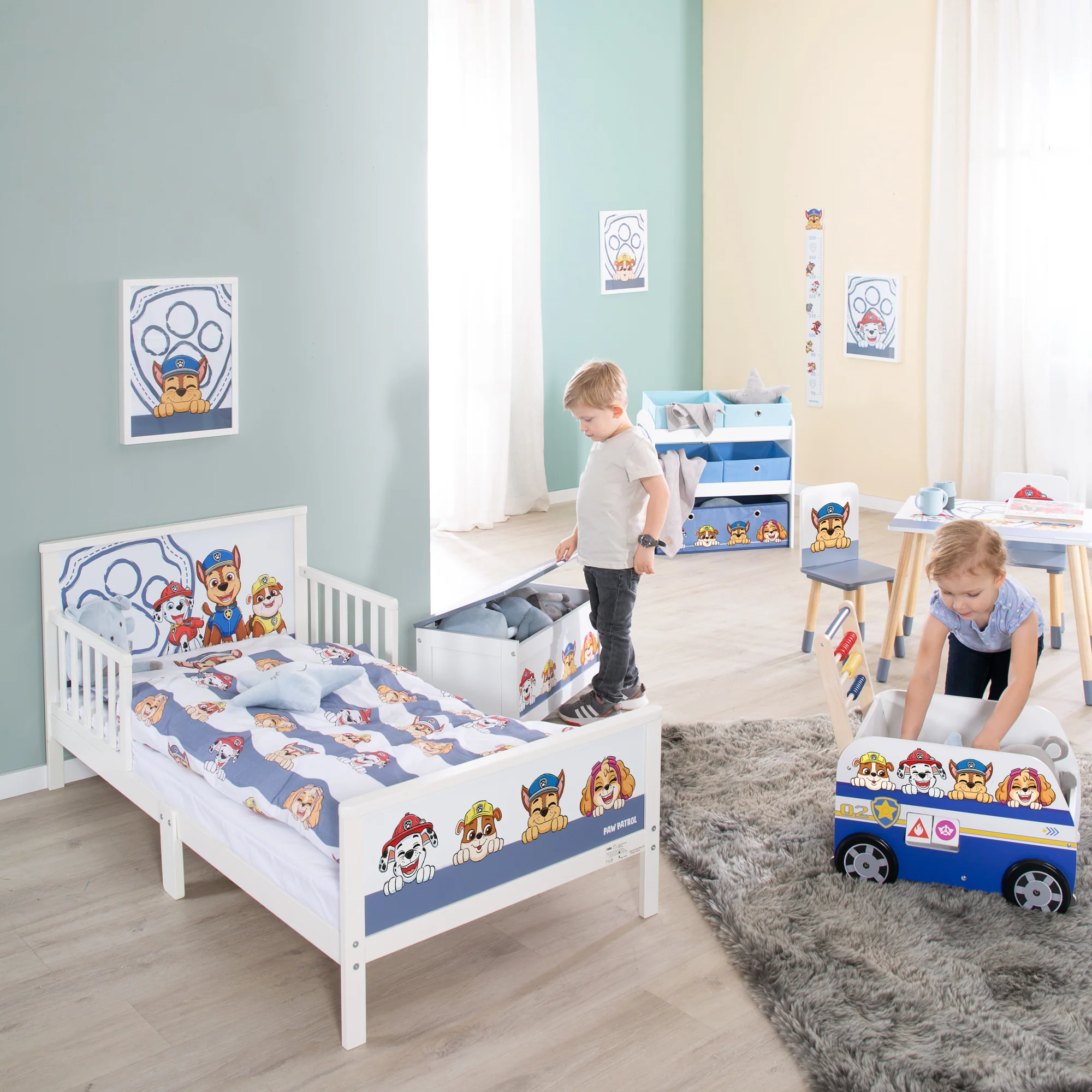 Messlatte Paw Patrol - Skala von 70 cm bis 150 cm für Kinder - Holz weiß / blau - Image 5