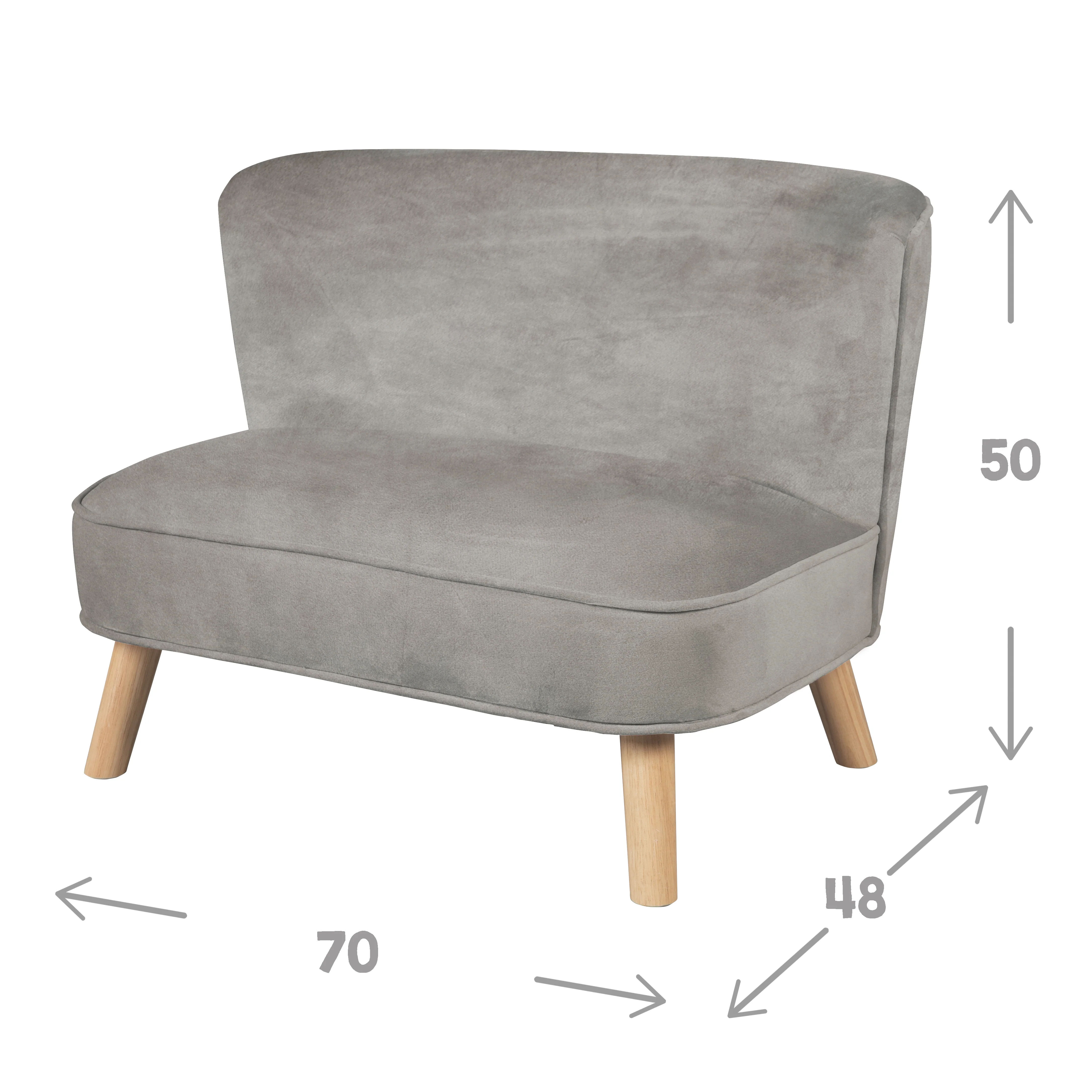 Kindersofa 'Lil Sofa' - Bequeme Kindercouch mit stabilen Holzfüßen - Samtstoff grau - Image 4