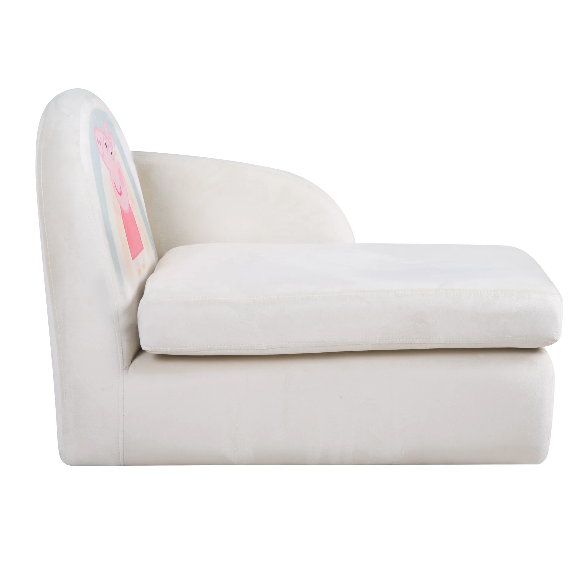 Kinderloungesofa 'Peppa Pig' mit Armlehne - Samtbezug beige - Peppa Print - Image 5