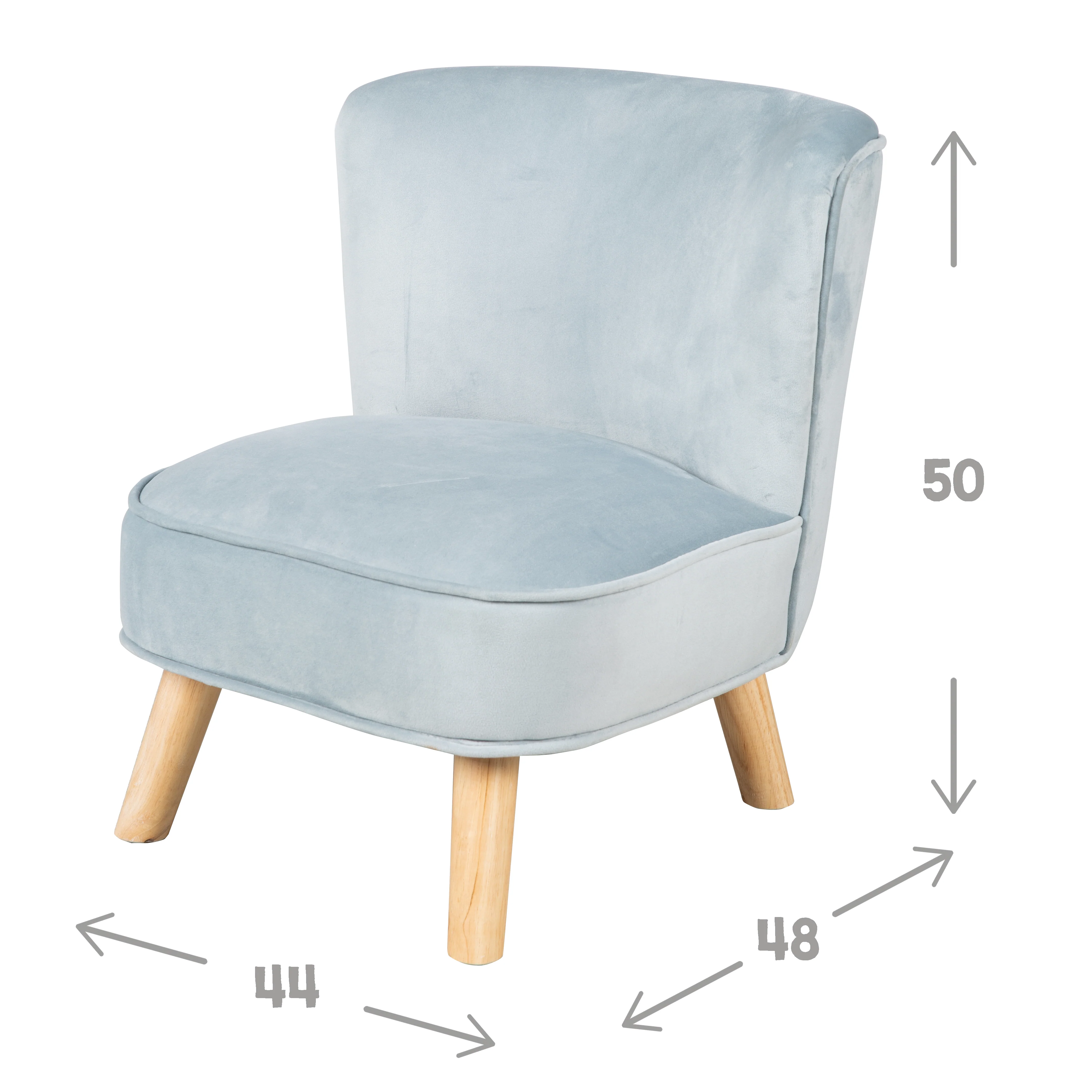 Kindersessel 'Lil Sofa', bequemer Sessel mit stabilen Holzfüßen und Samtstoff in Sky/Hellblau - Image 4