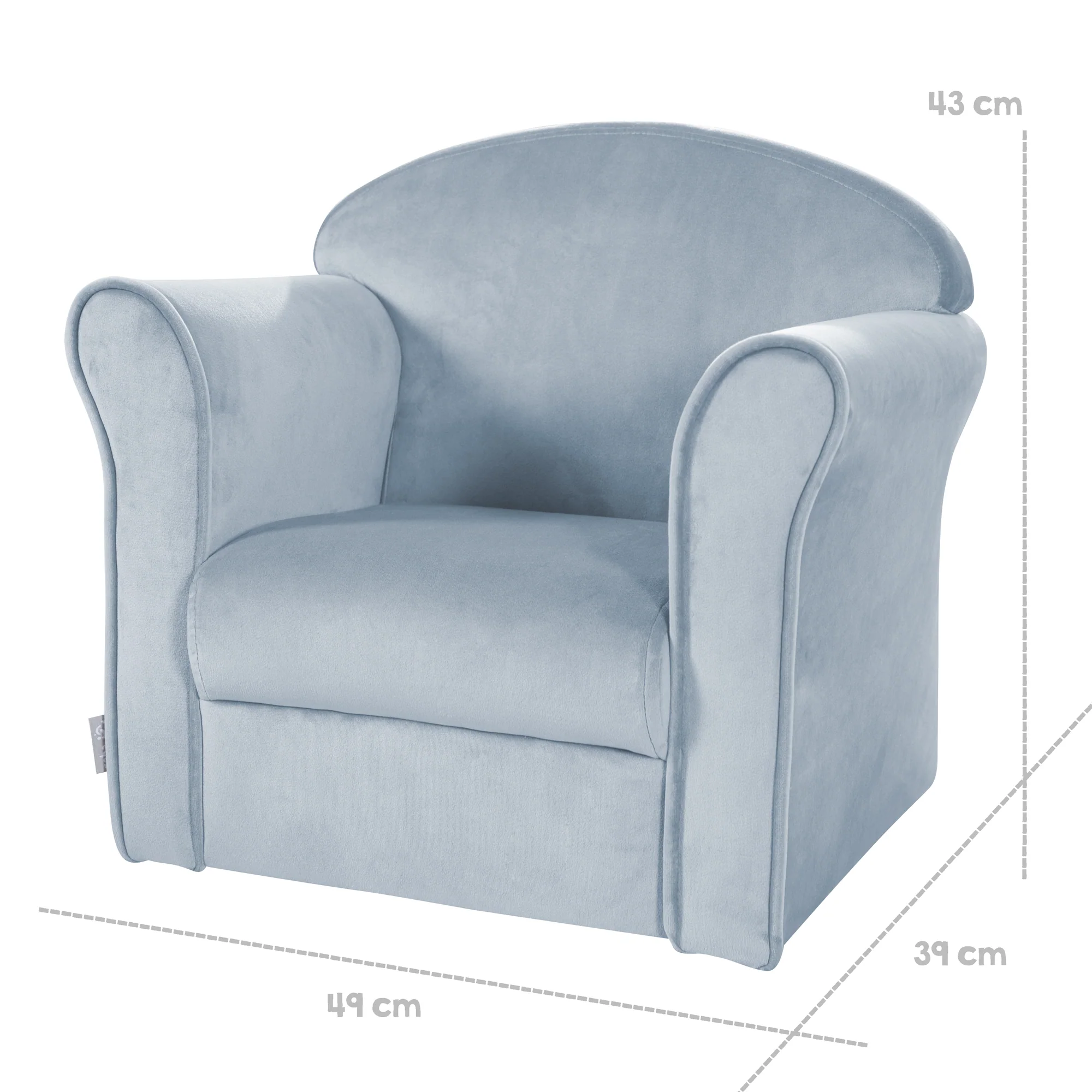 Kindersessel 'Lil Sofa' mit Armlehnen, bequemer Minisessel mit hellblauem Samtstoff bezogen - Image 4