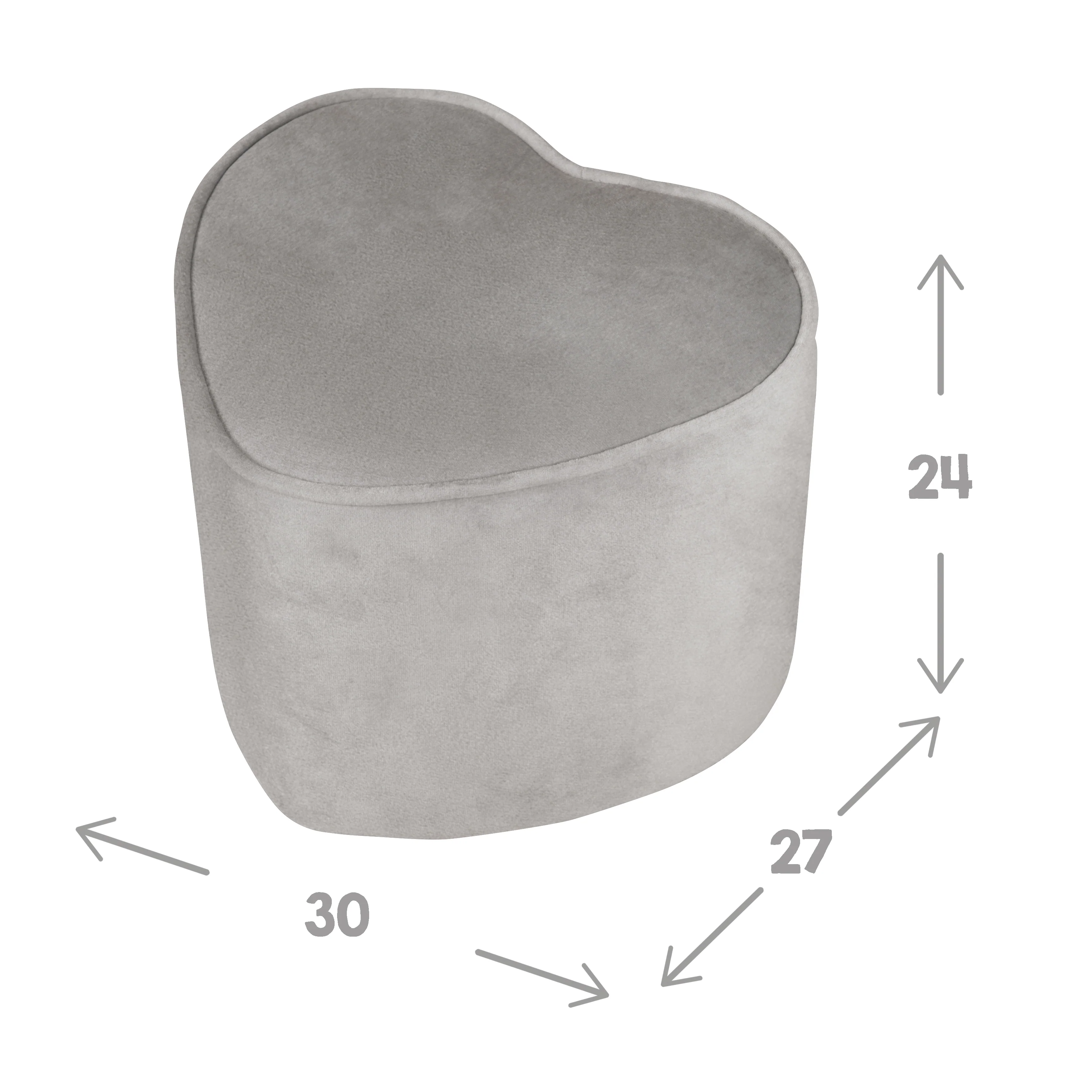 Kinderhocker in Herzform 'Lil Sofa', bequemer Hocker mit grauem Samtstoff bezogen, Pouf - Image 4