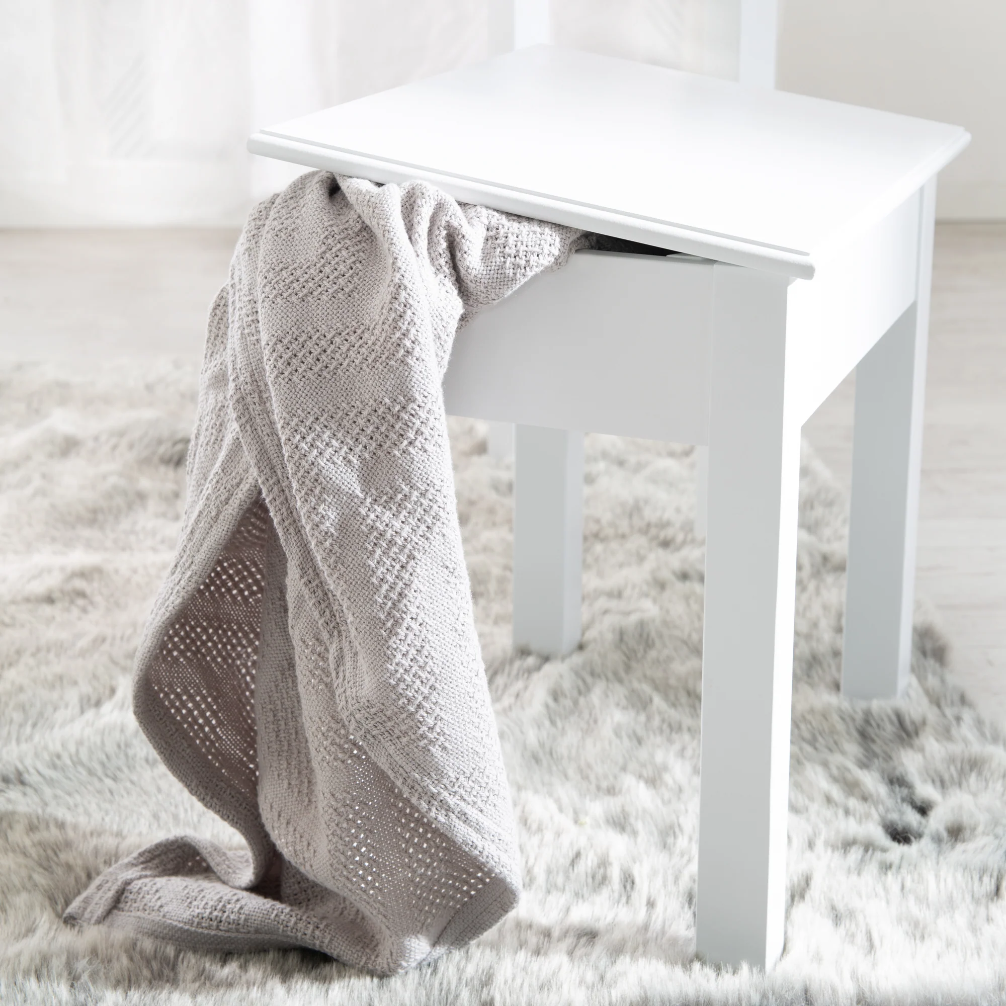 Schmink- & Frisiertisch für Kinder, mit Schminkspiegel & Hocker, weiß lackiert - Image 6