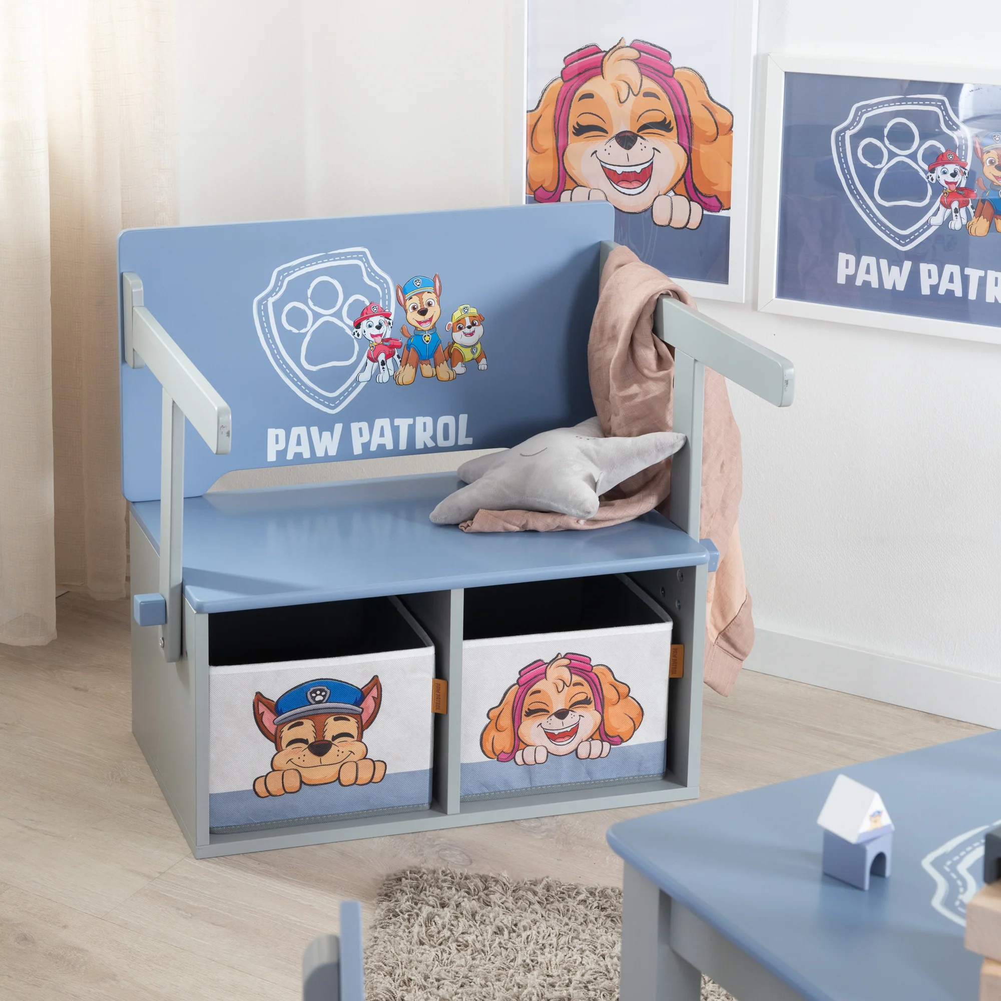 Klappbare Sitzbank 'Paw Patrol' + Canvas Boxen - Umbaubar zum Schulpult - Image 15