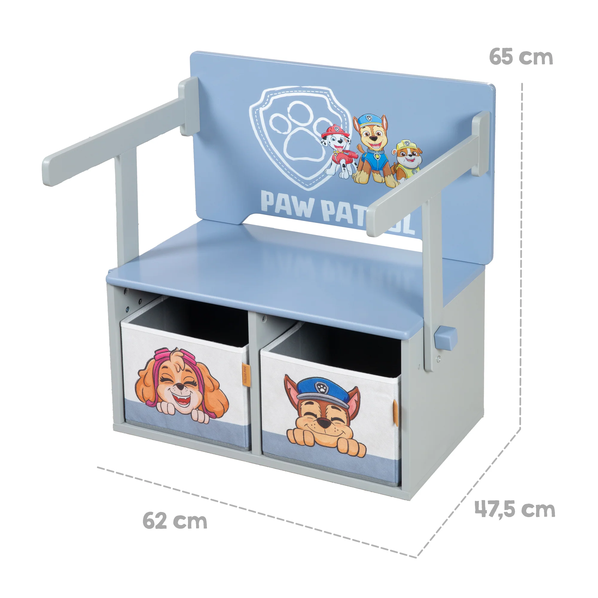 Klappbare Sitzbank 'Paw Patrol' + Canvas Boxen - Umbaubar zum Schulpult - Image 6
