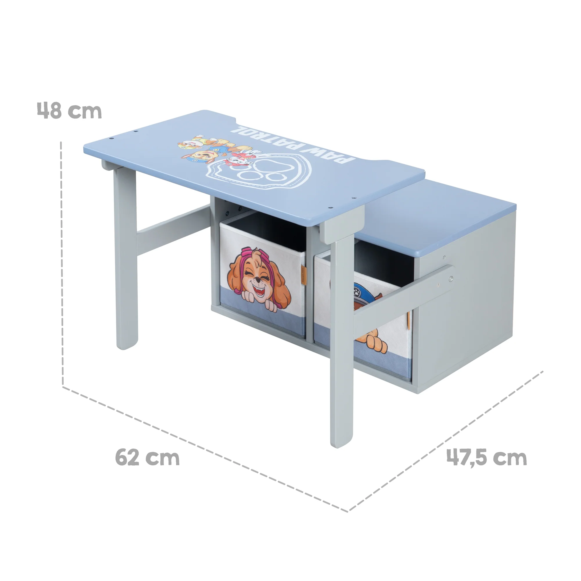 Klappbare Sitzbank 'Paw Patrol' + Canvas Boxen - Umbaubar zum Schulpult - Image 7