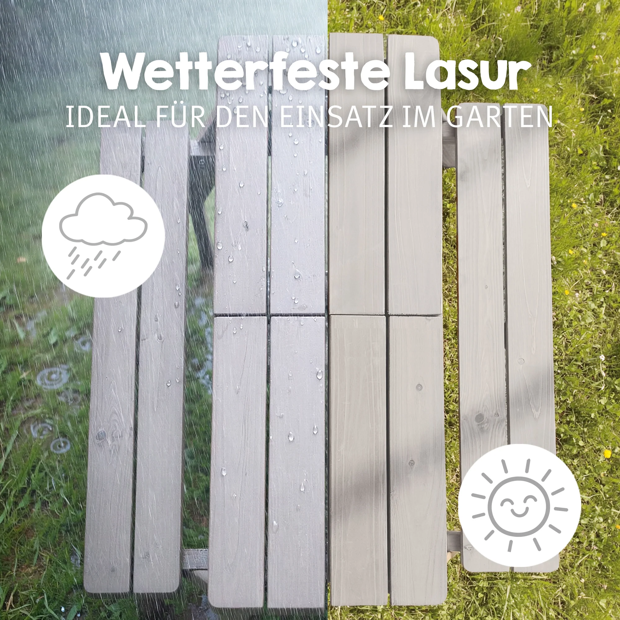 Kindersitzgarnitur 'Play' mit Spielwannen, wetterfestes Massivholz, Sitzgarnitur & Matschtisch - Grau - Image 8