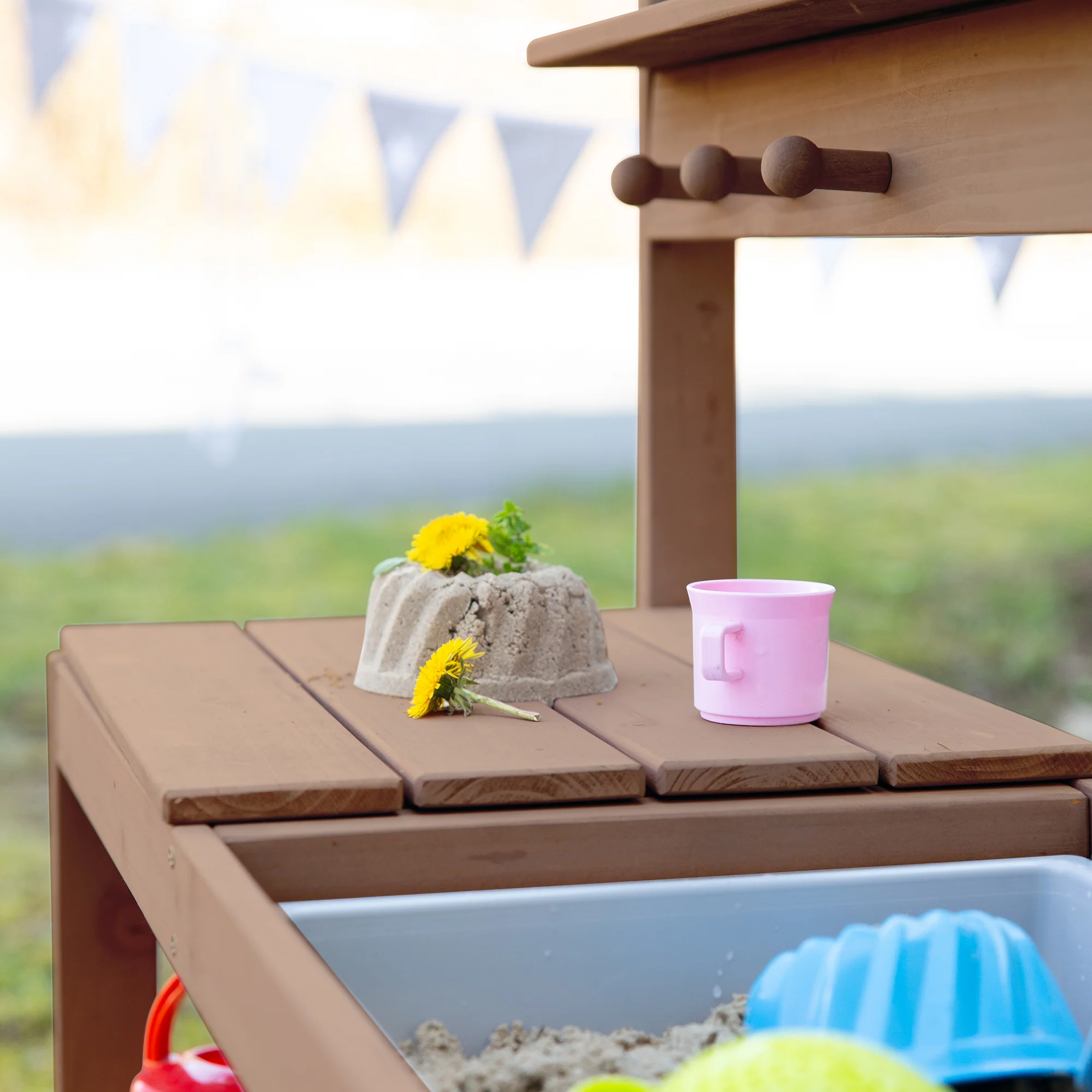 Matschküche 'Outdoor+', teakfarben mit abnehmbarer Abdeckung, wetterfestes Holz - Image 4