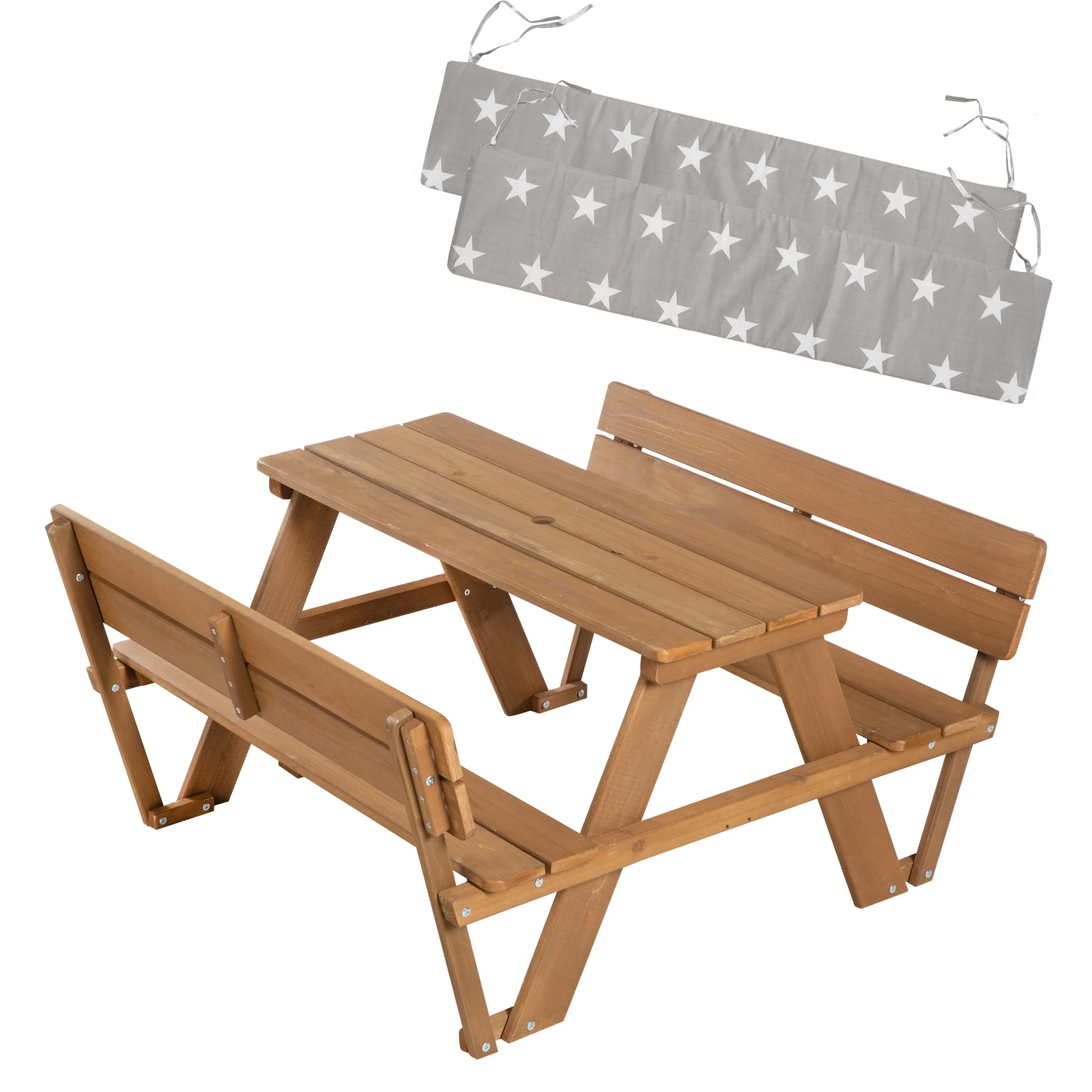 Kindersitzgruppe 'Outdoor+' mit 2 Bänken + Tisch 'Picknick for 4' - Massivholz wetterfest - Teak - Image 11