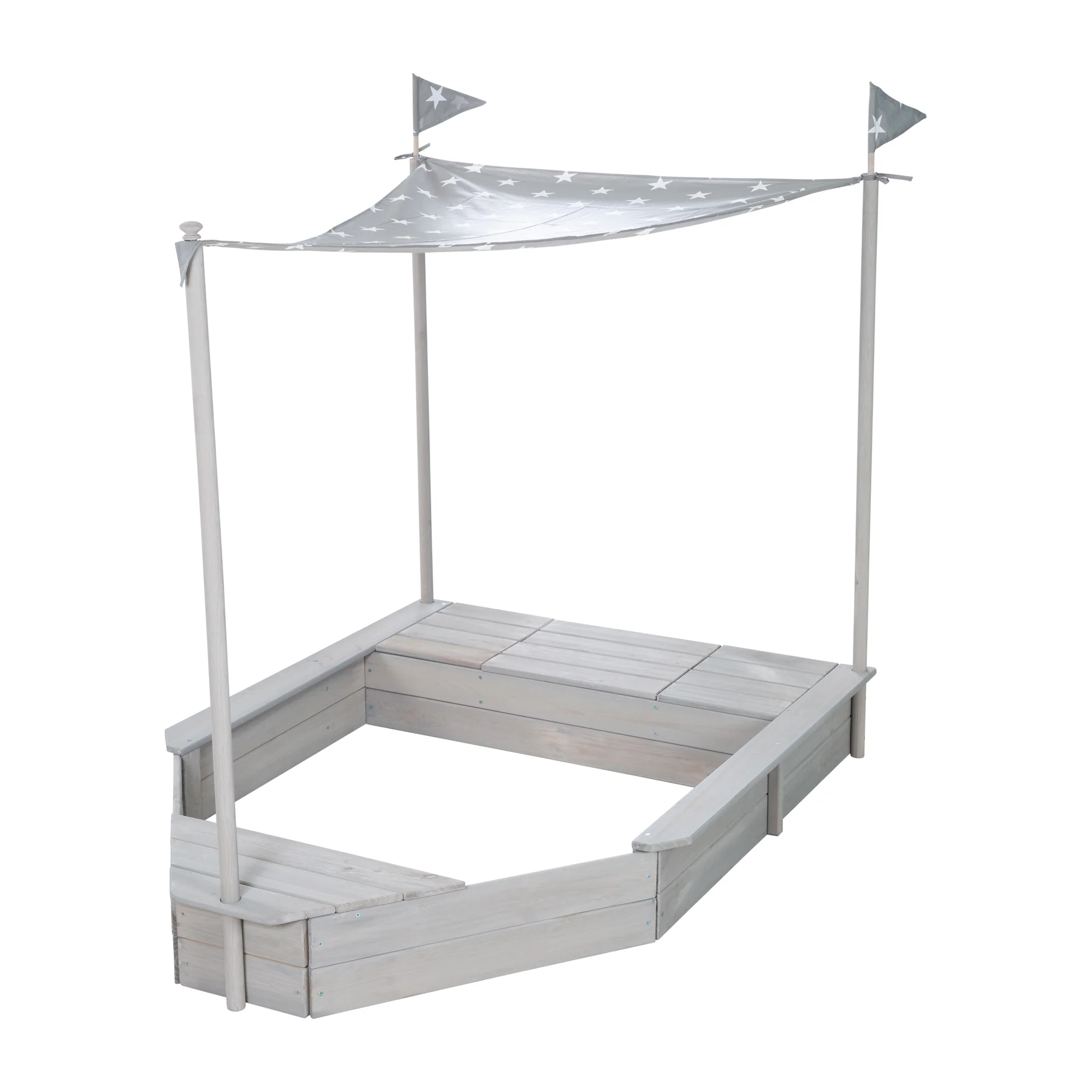 Sandkasten 'Schiff', Kinder-Outdoor-Sandkasten aus wetterfestem Massivholz, inkl. Sonnendach - Image 6