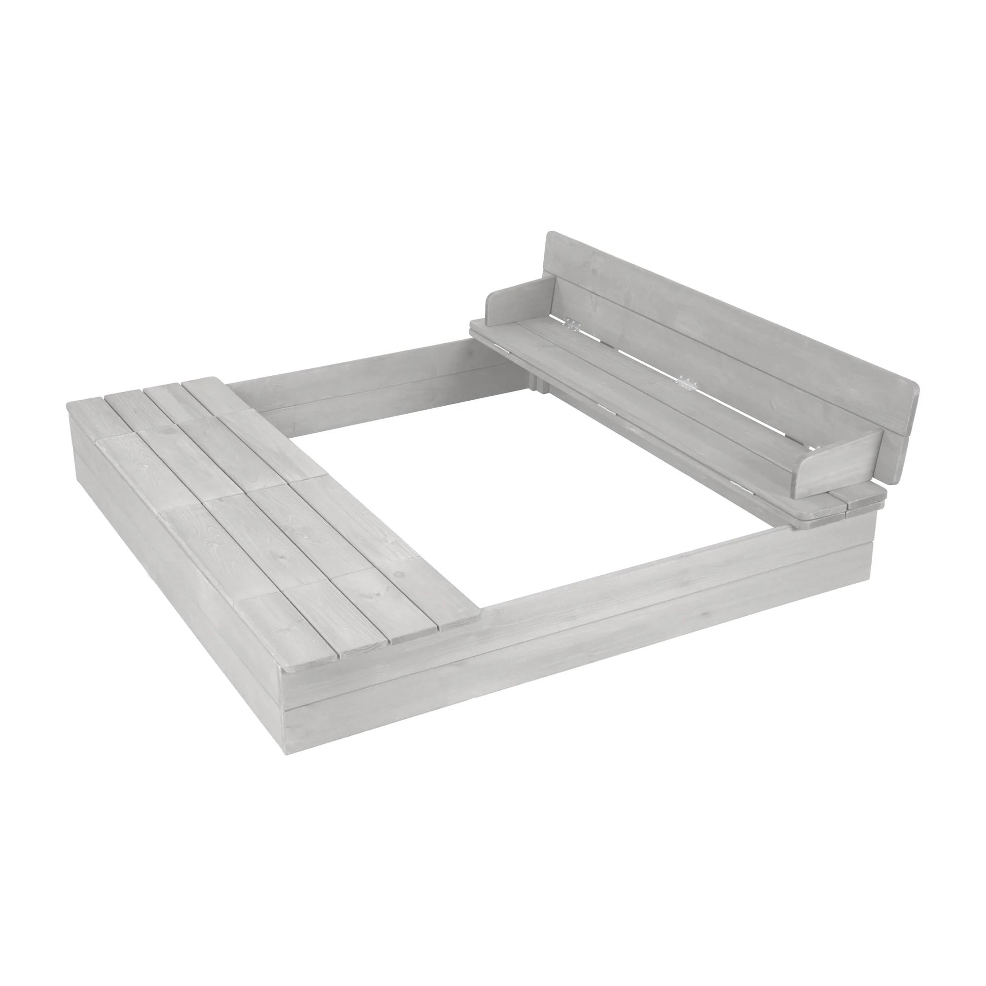 Sandkasten 'Outdoor +' grau lasiert, inkl. aufklappbare Sitzbank & 2 Spielwannen - Image 8