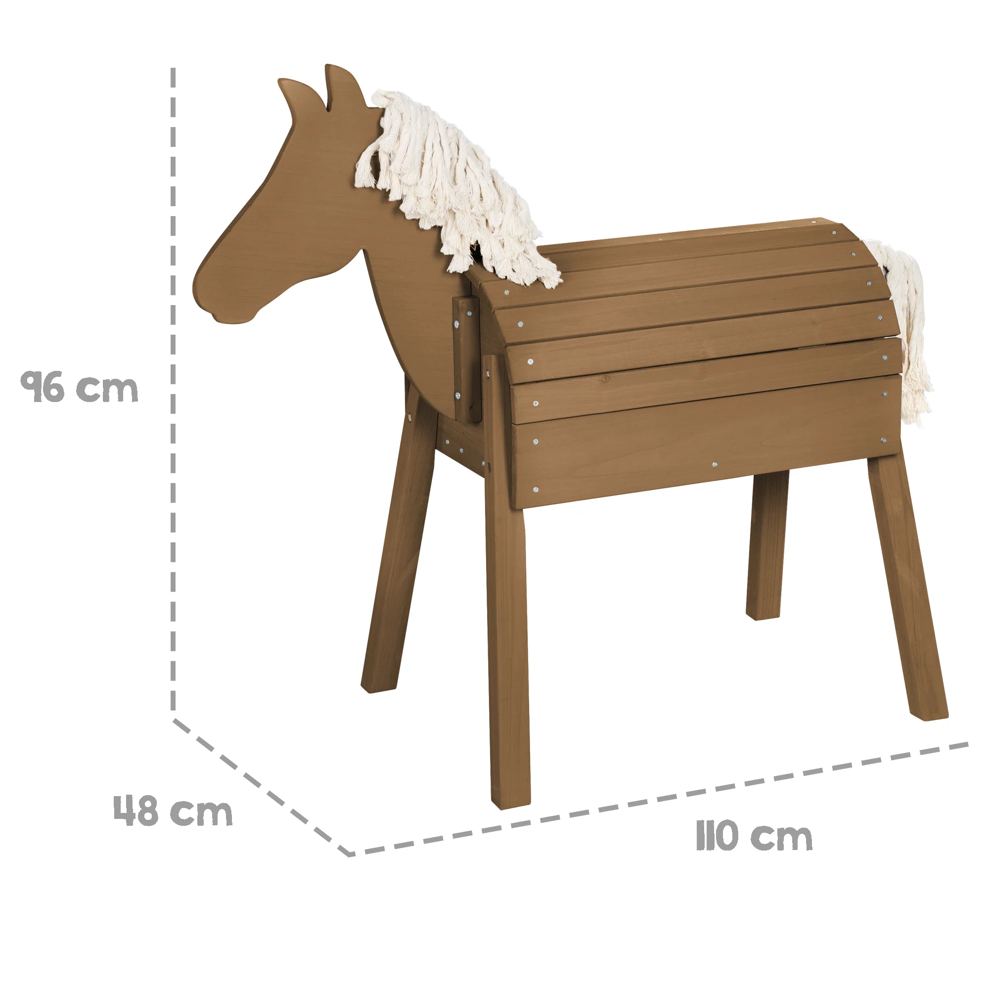 Spiel- & Voltigierpferd - mit Mähne, Schweif & Ablagefläche - Massivholz teak lasiert - Image 3