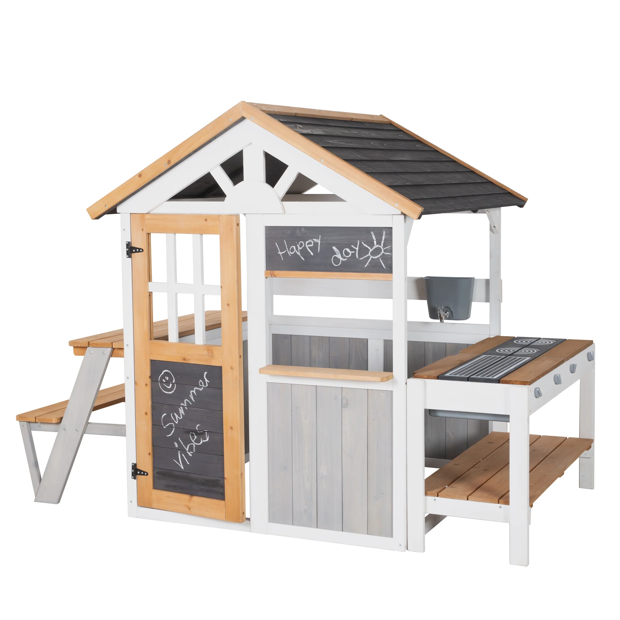 Outdoor-Spielhaus ab 18M - Holzhaus mit Theke & Wasserhahn - Erweiterbar - Mehrfarbig - Image 5