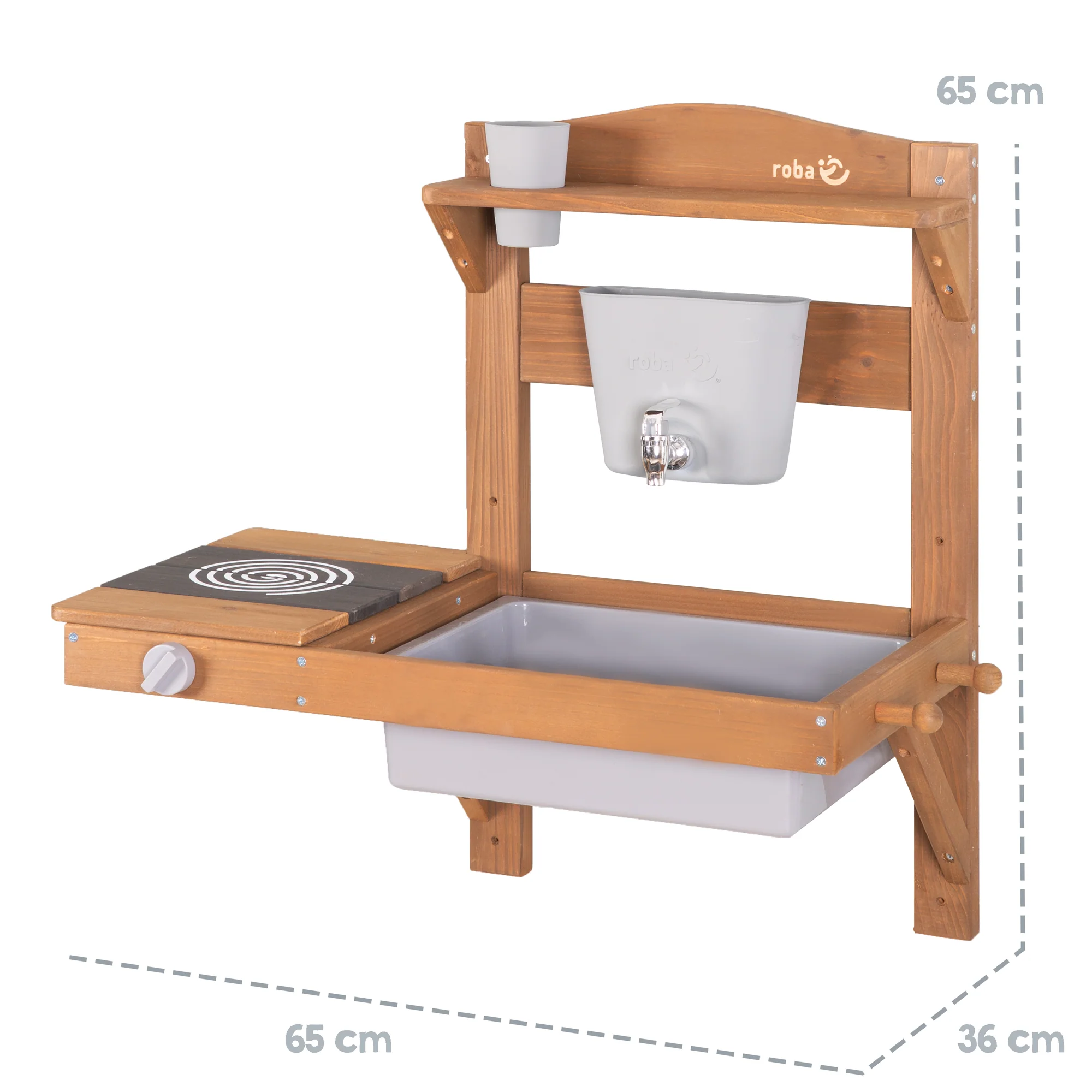 Matschküche zum Hängen inkl. Zubehör - FSC-zertifiziertes Holz - Teakholzfarben - Image 5