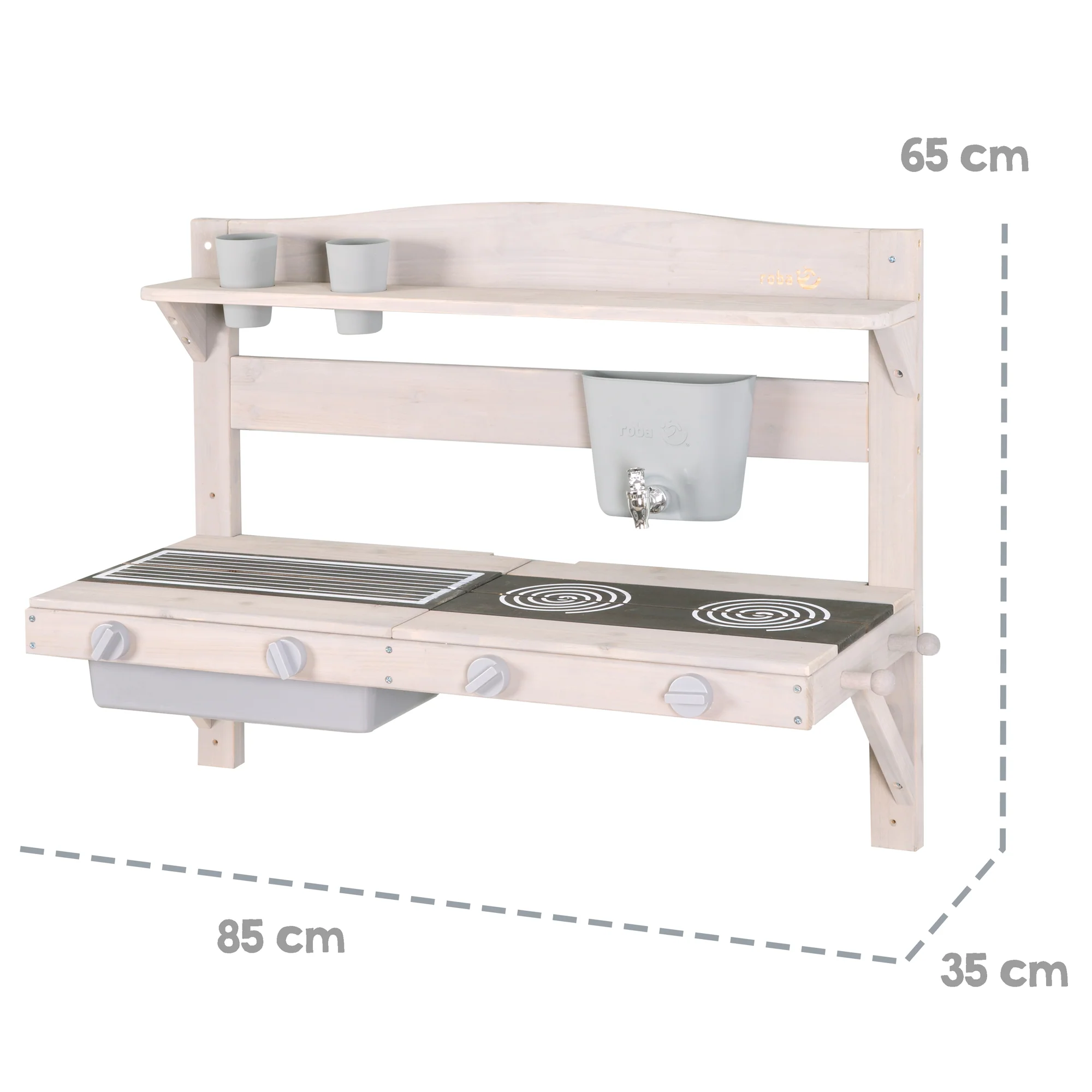 Spiel- & Matschküche zum Hängen - FSC zertifiziertes Holz - Grau lasiert - Image 5