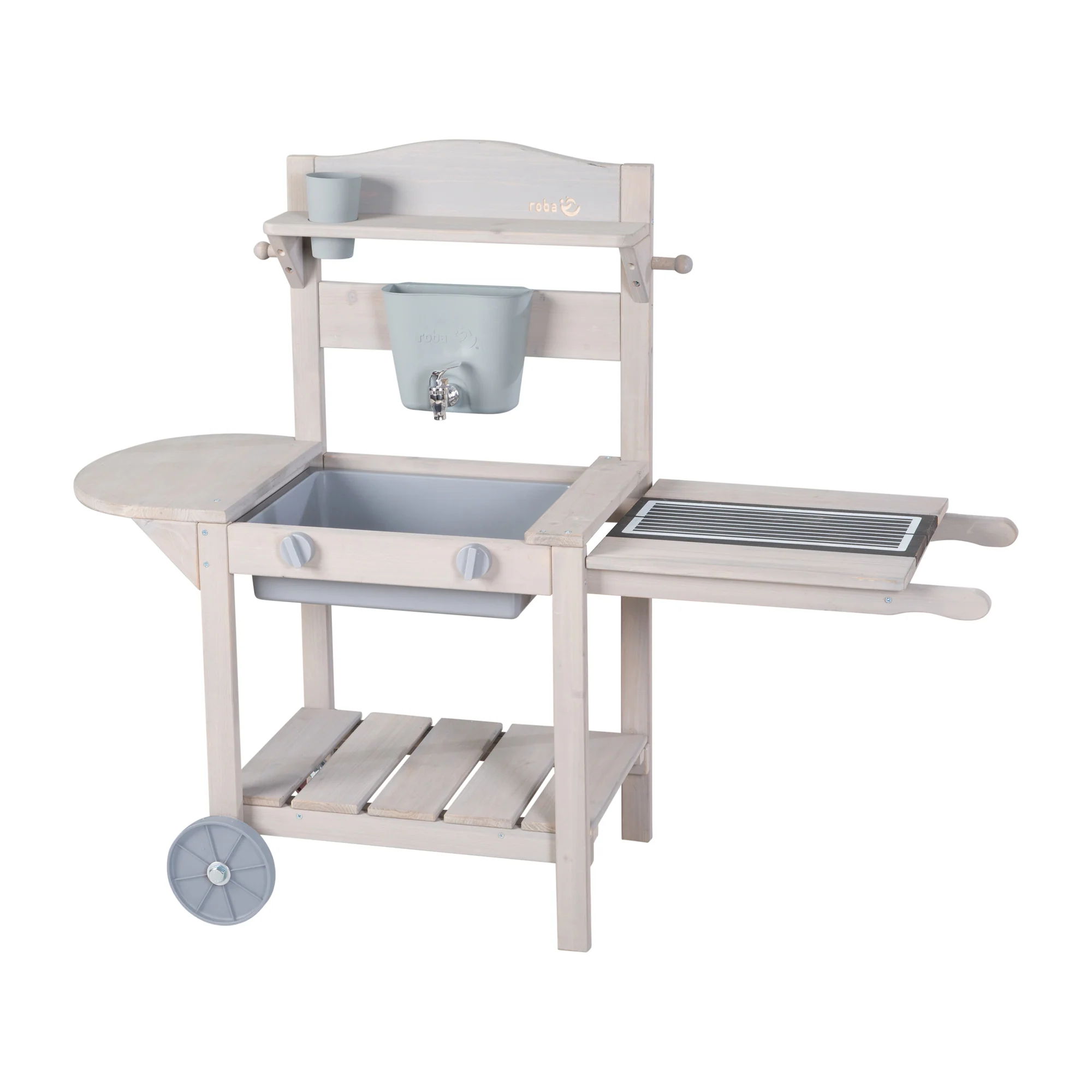 Mobile Matsch- & Spielküche BBQ für Kinder - FSC-zertifiziertes Holz - Grau lasiert - Image 11