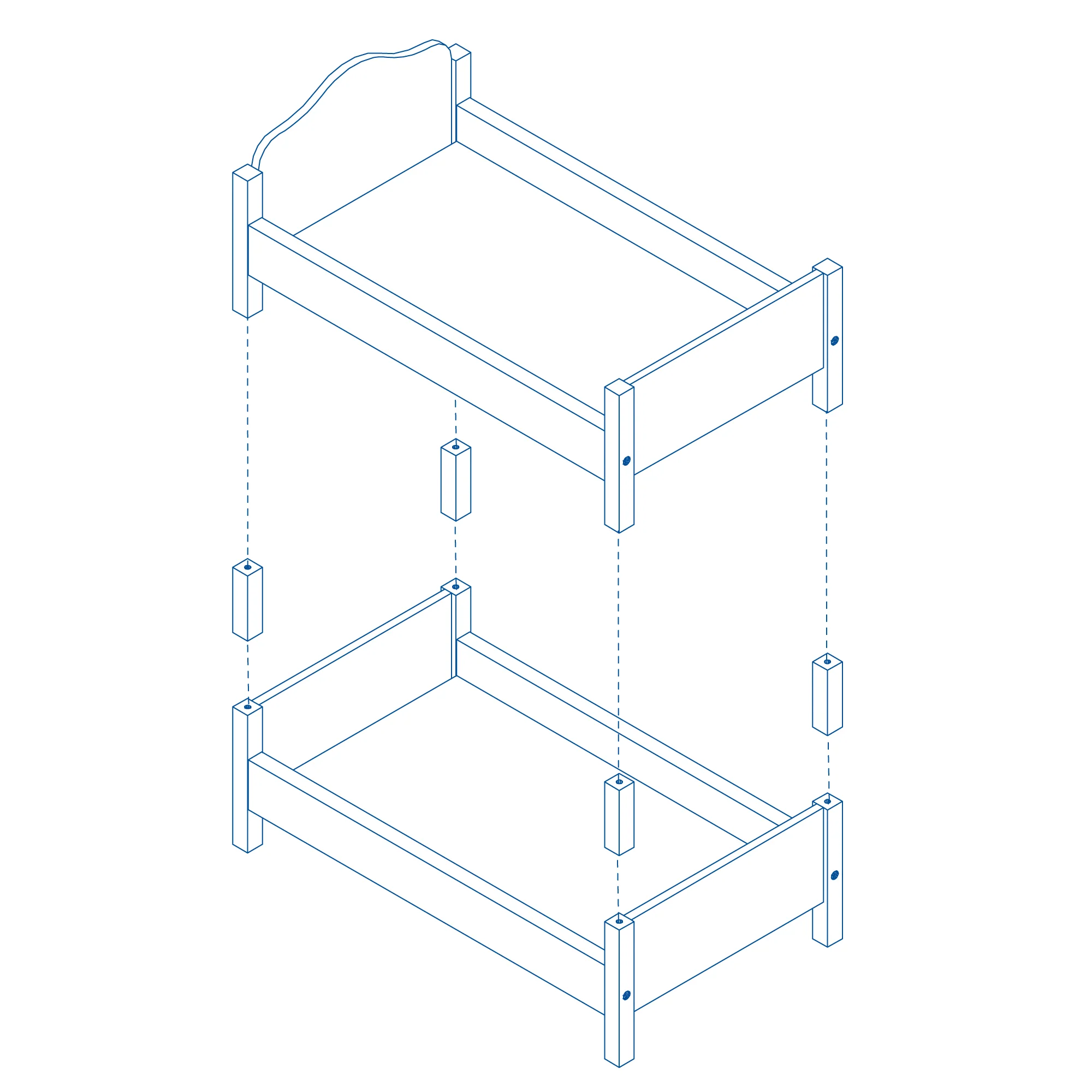 Puppenetagenbett 'Scarlett', teilbar, weiß lackiert, inkl. textiler Ausstattung mit Kronenmotiv - Image 4