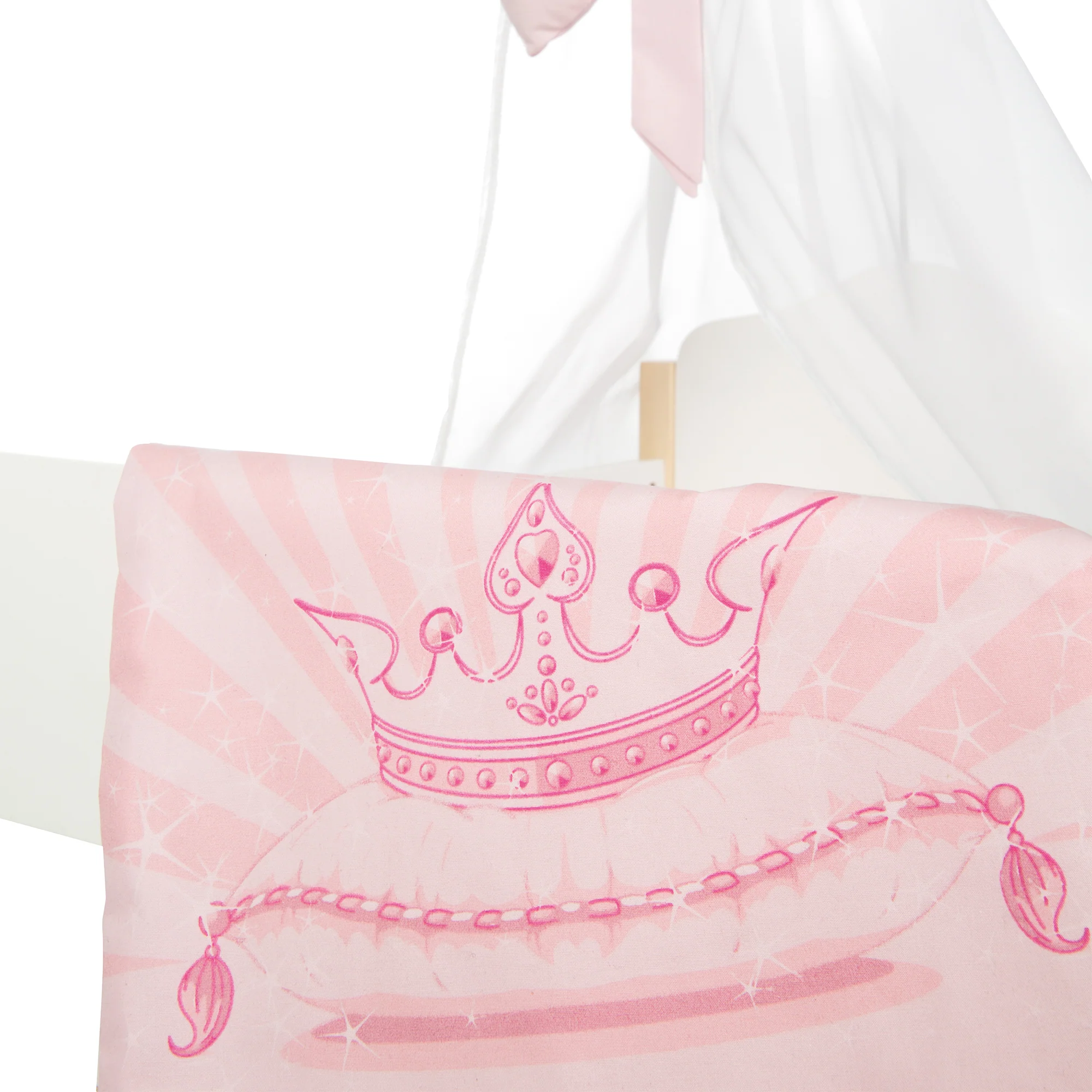 Puppenbett 'Scarlett', weiß lackiert, inkl. textiler Ausstattung, Bettwäsche & Himmel rosa - Image 5
