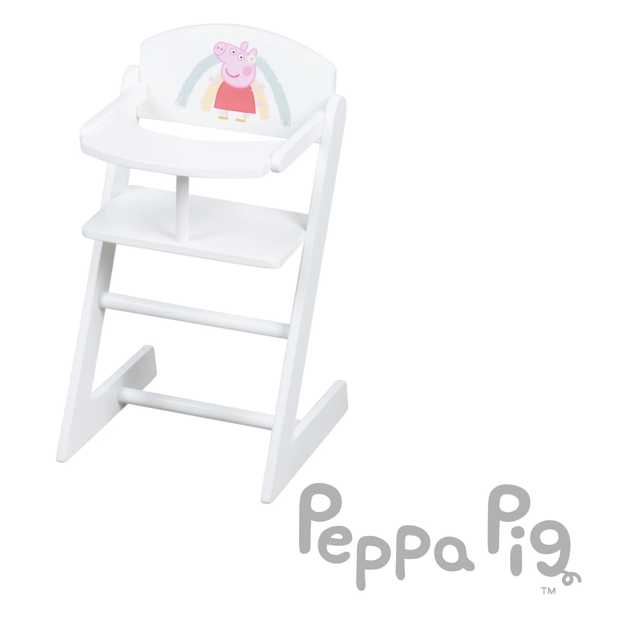 Puppenhochstuhl 'Peppa Pig' für Babypuppen - Stuhl aus weiß lackiertem Holz - Image 3