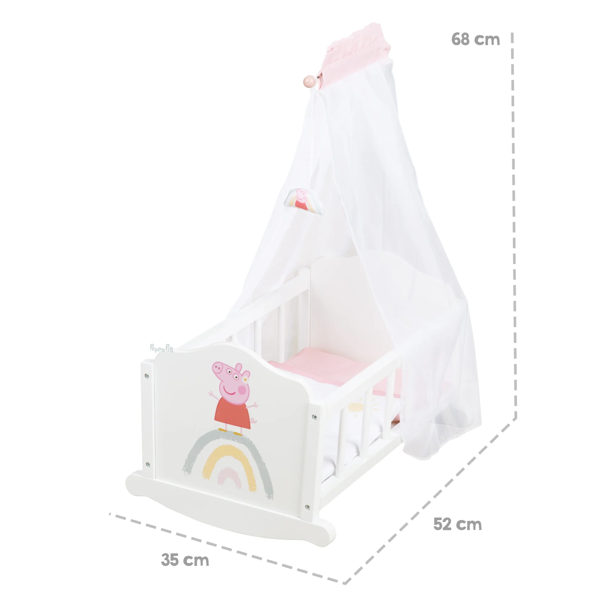 Puppenwiege 'Peppa Pig' inkl. textiler Ausstattung - Weiß lackiert - Image 5