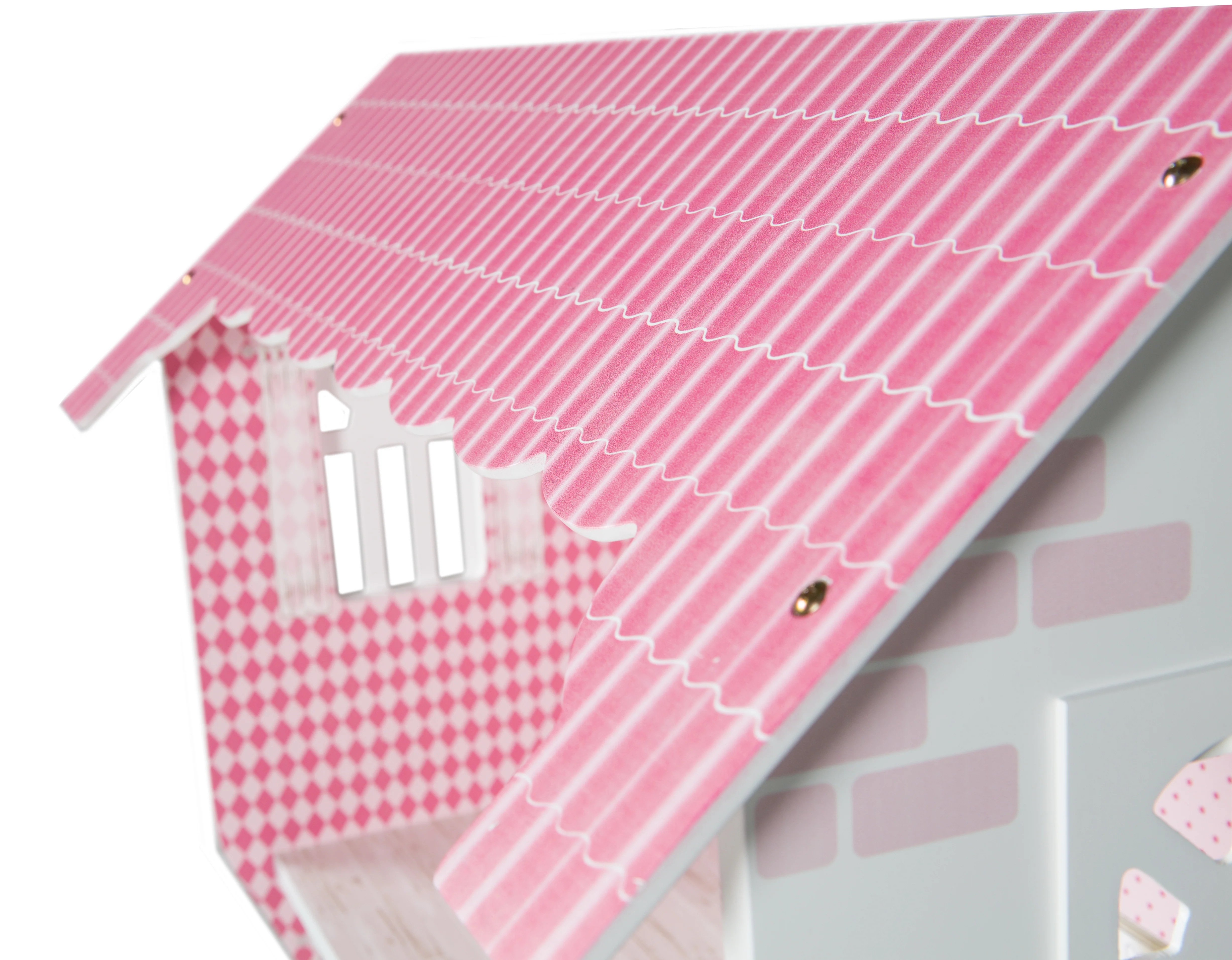 Puppenhaus & Spielregal inkl. Aufbewahrungsbox für Spielzeug, rosa/weiß - Image 3