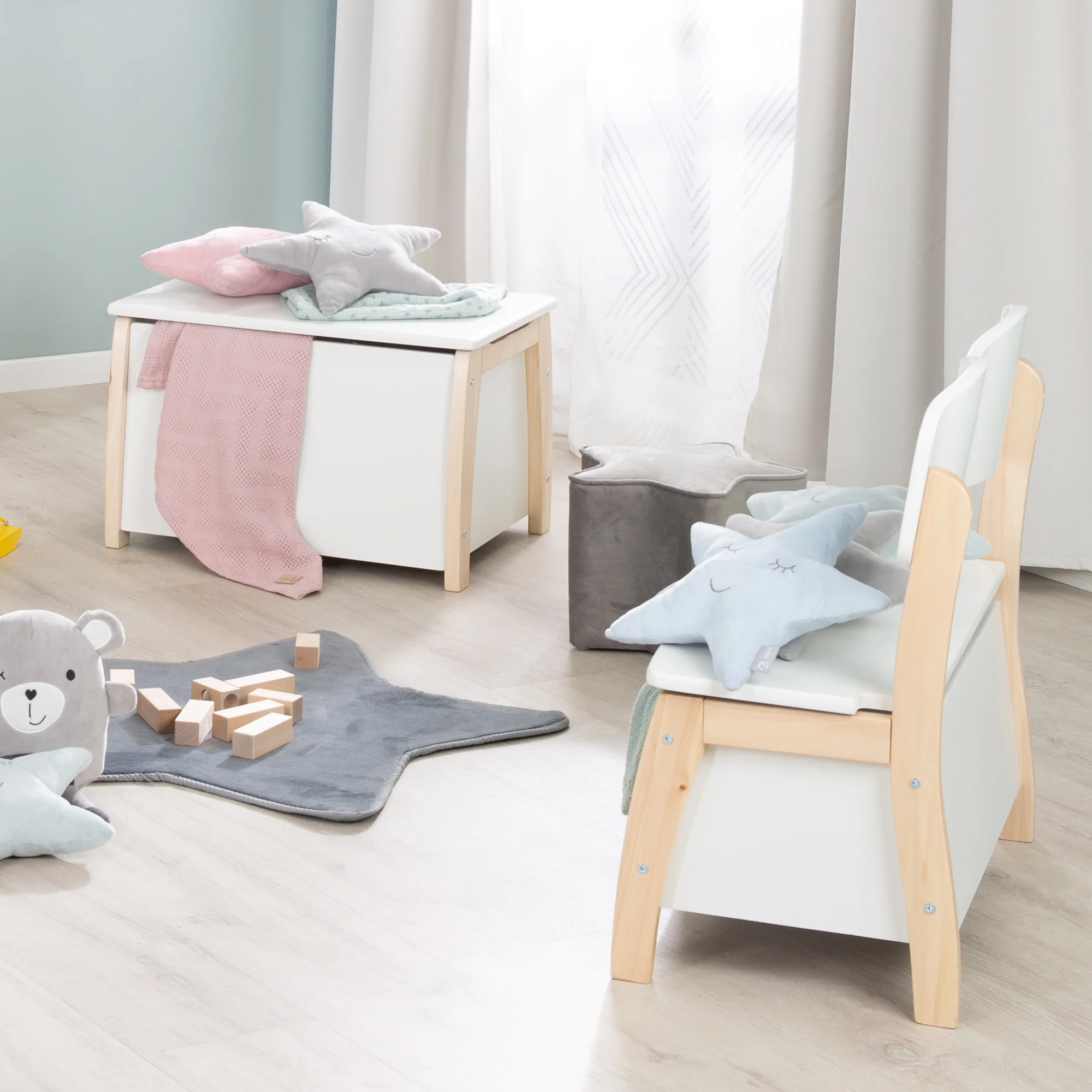 Kinder- & Spielzeugtruhe aus Massivholz, bicolor, inklusive Dämpfungsbeschlag - Image 5