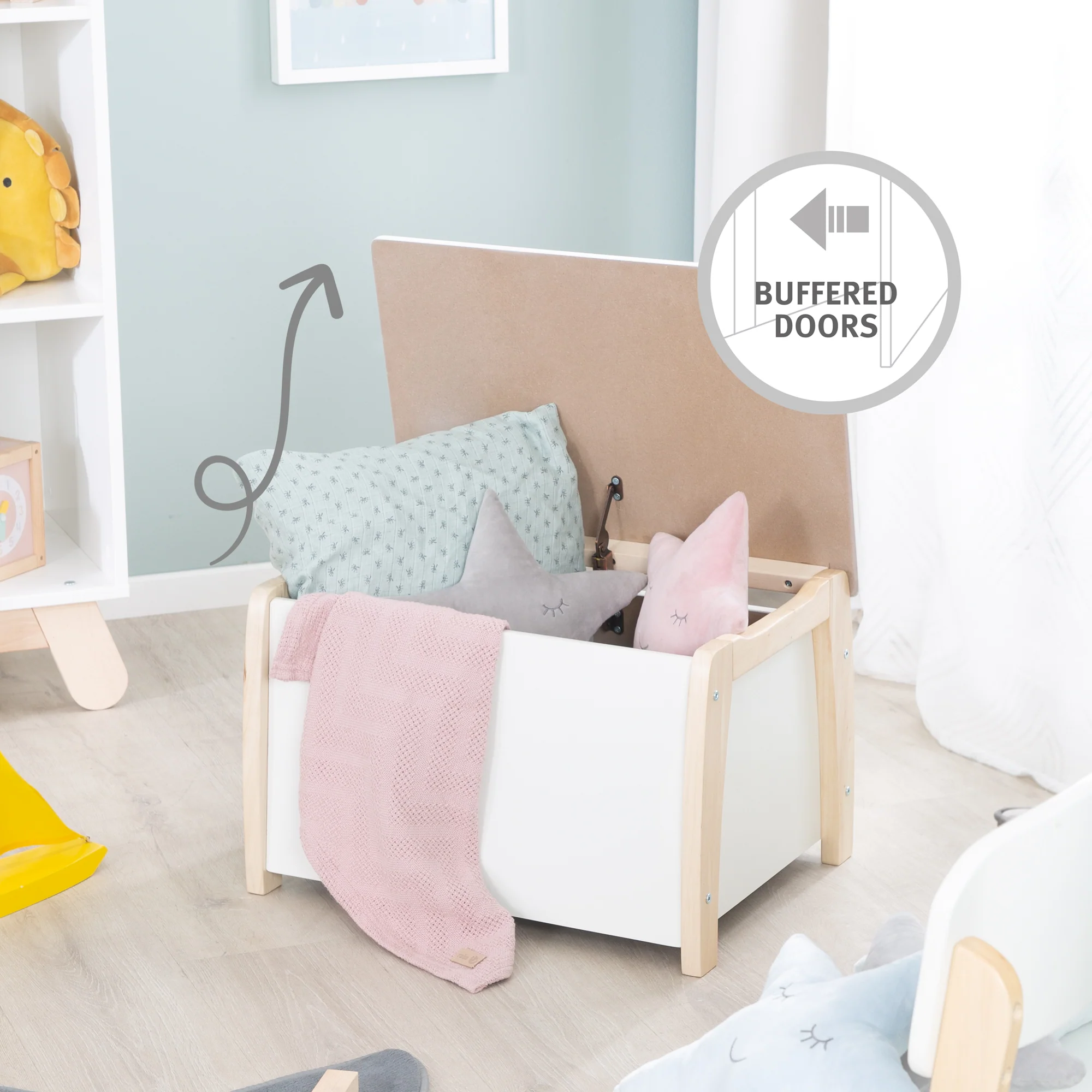 Kinder- & Spielzeugtruhe aus Massivholz, bicolor, inklusive Dämpfungsbeschlag - Image 7