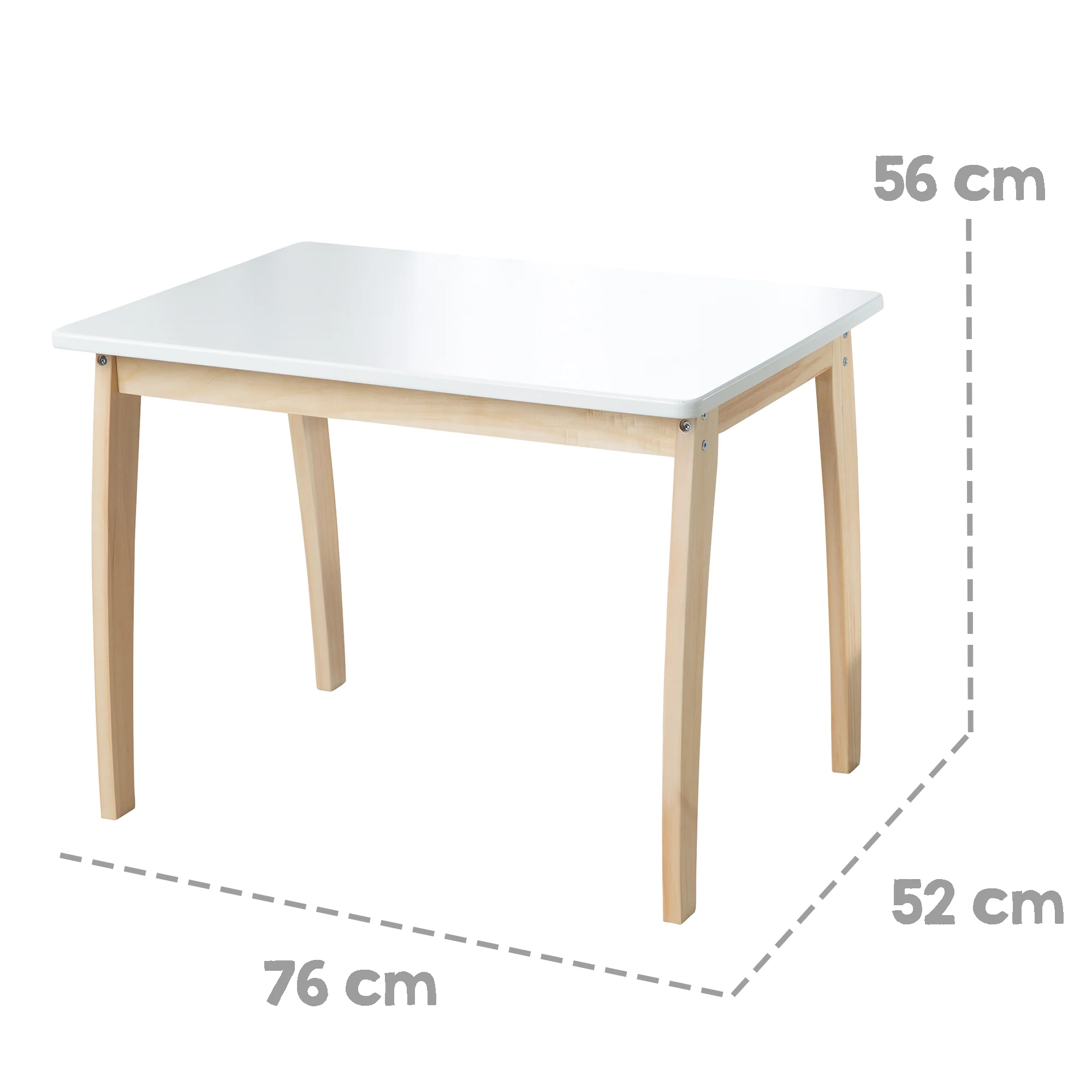 Kindertisch aus Massivholz & MDF, Tischplatte weiß lackiert, HxBxT: 56 x 76 x 52 cm - Image 3