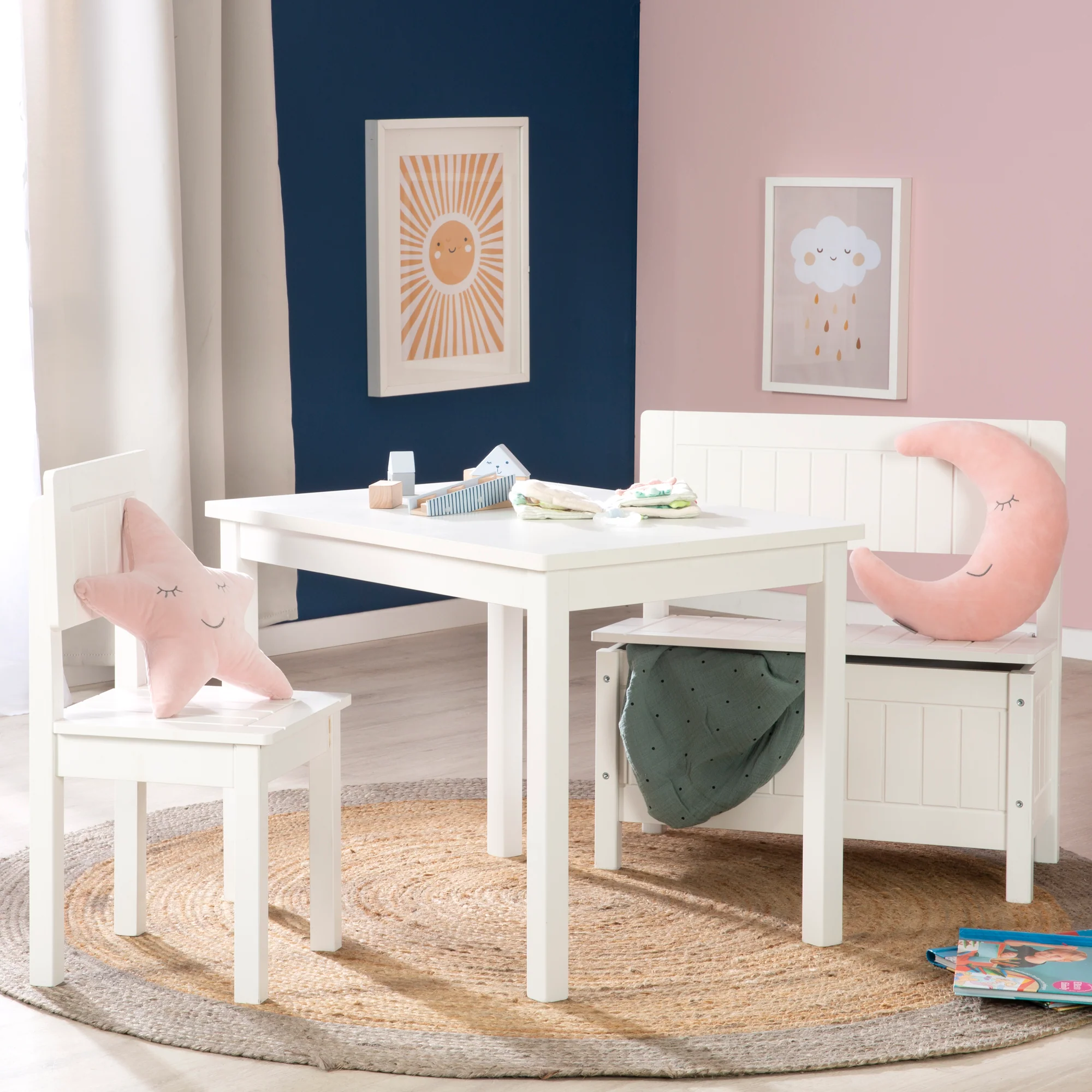Kinderstuhl, Stuhl mit Lehne für Kinder, weiß lackiert, HxBxT: 59 x 29 x 29 cm, Sitzhöhe 31 cm - Image 3