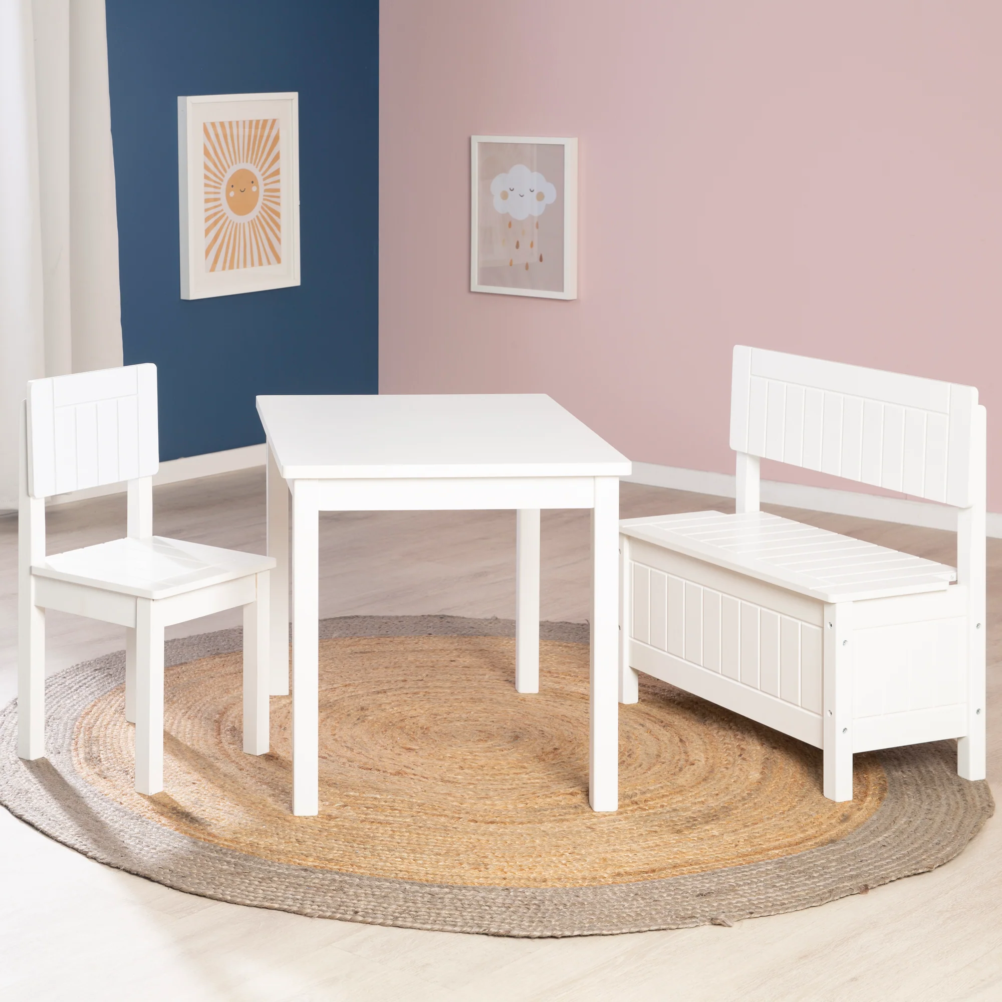 Kinderstuhl, Stuhl mit Lehne für Kinder, weiß lackiert, HxBxT: 59 x 29 x 29 cm, Sitzhöhe 31 cm - Image 5