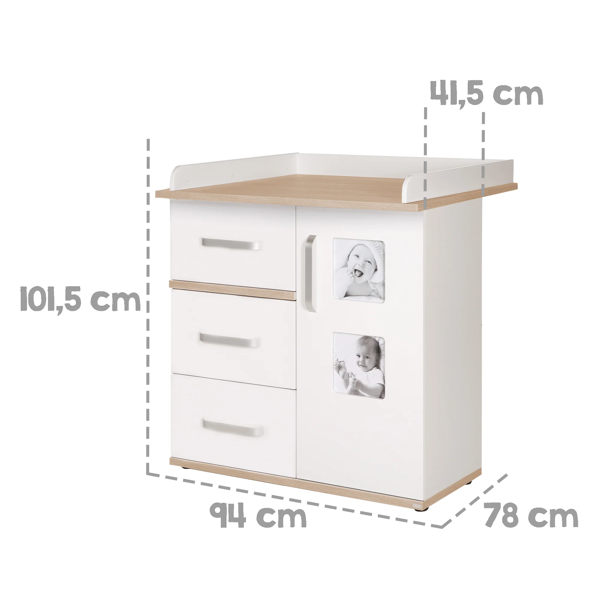 Kindermöbelset 'Pia', 3-teilig, inkl. Kinderbett 70 x 140 cm, Wickelkommode & Kleiderschrank, weiß - Image 10