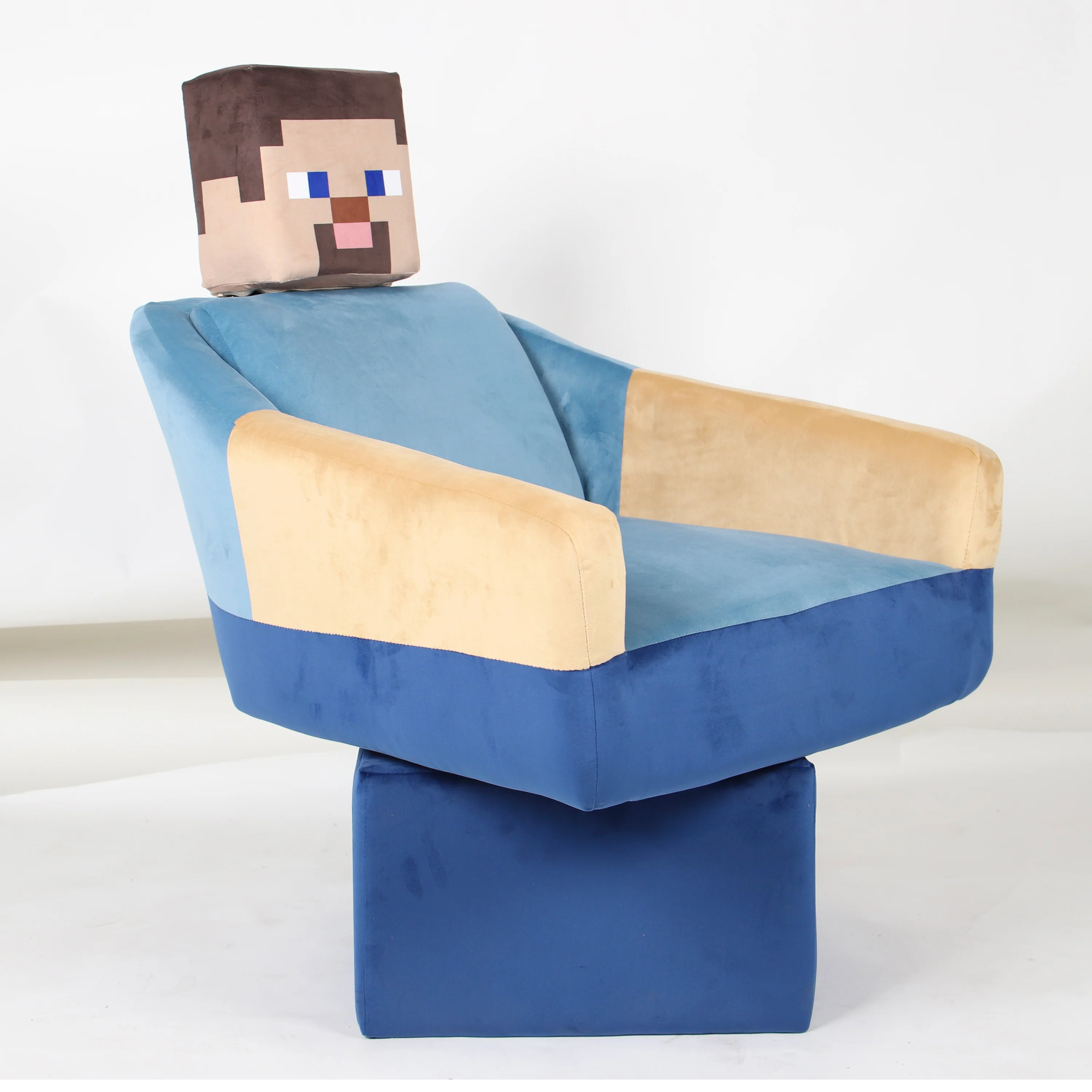 Drehsessel 'Minecraft' - Design Steve mit Arm- & Kopfstütze - Blau / Beige - Image 4