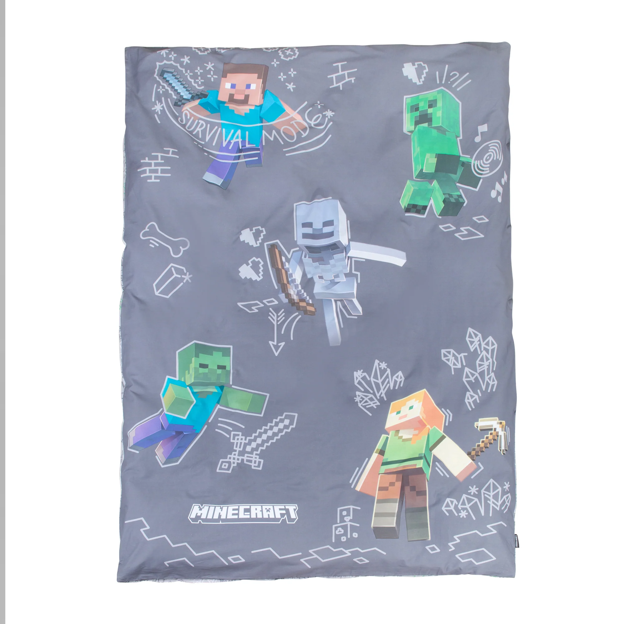 Wendebettwäsche 135 x 200 cm 'Minecraft' mit Reißverschluss - Baumwolle - Grau / Anthrazit - Image 9