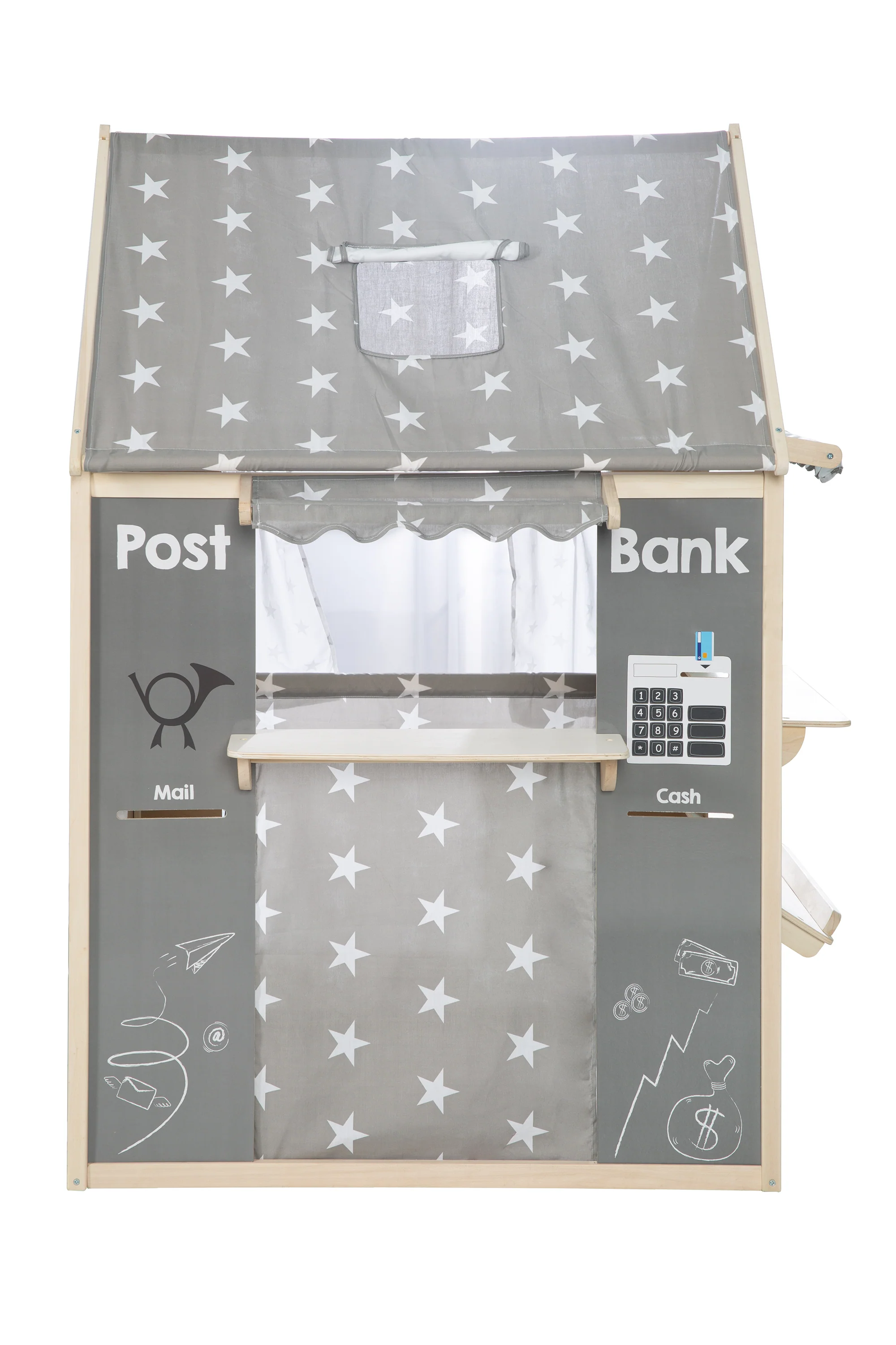 Spielhaus-Kombination, enthält Kaufladen, Kasperletheater, Tafel, Schalter für Post/Bank/Kiosk - Image 6