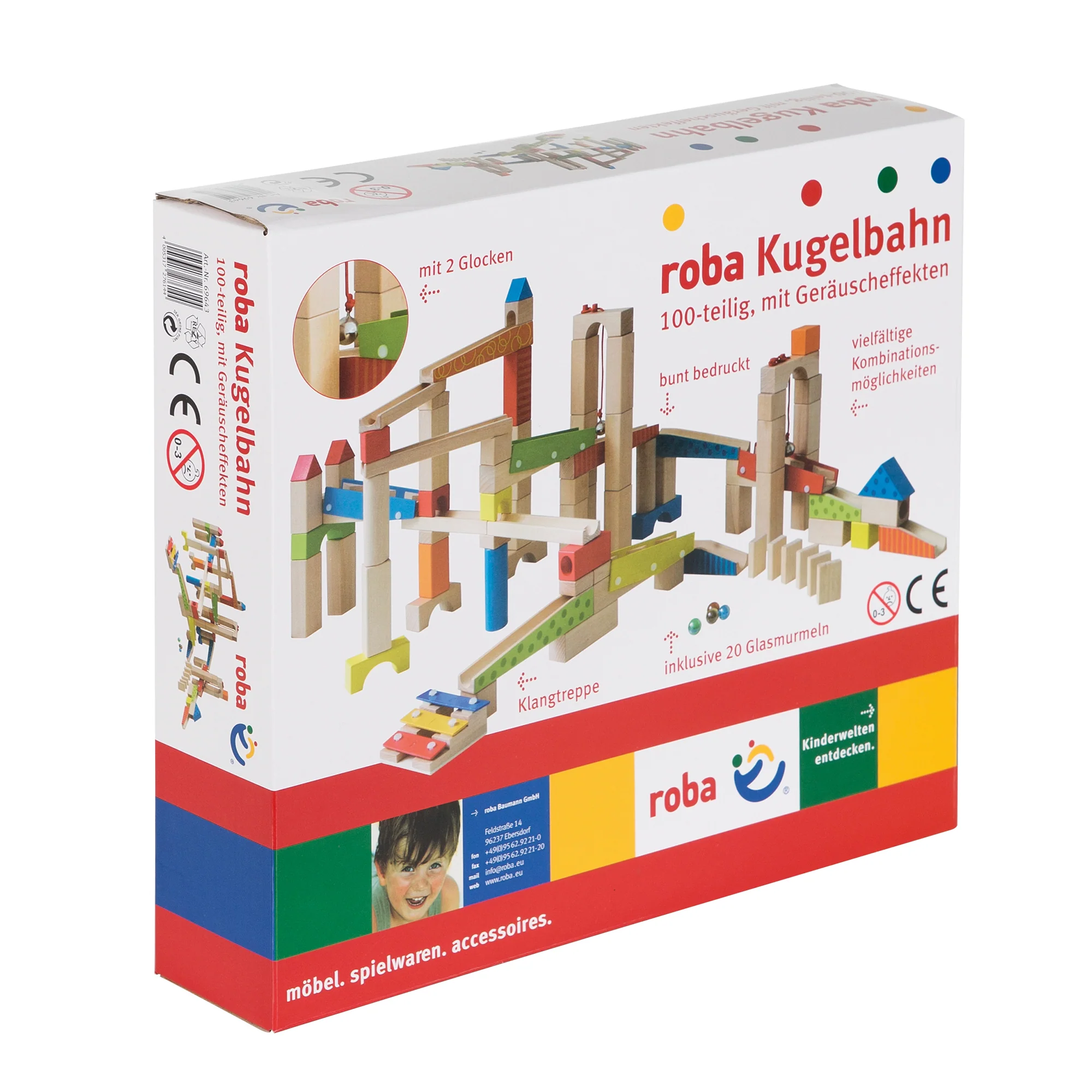 Kugelbahn groß, Holzkugelbahn 100-teilig, Murmelbahn, Motorikspielzeug variabel aufbaubar - Image 10