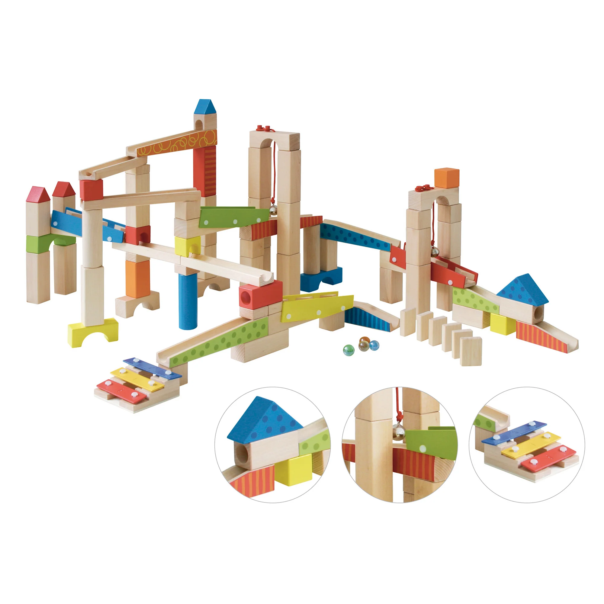 Kugelbahn groß, Holzkugelbahn 100-teilig, Murmelbahn, Motorikspielzeug variabel aufbaubar - Image 9