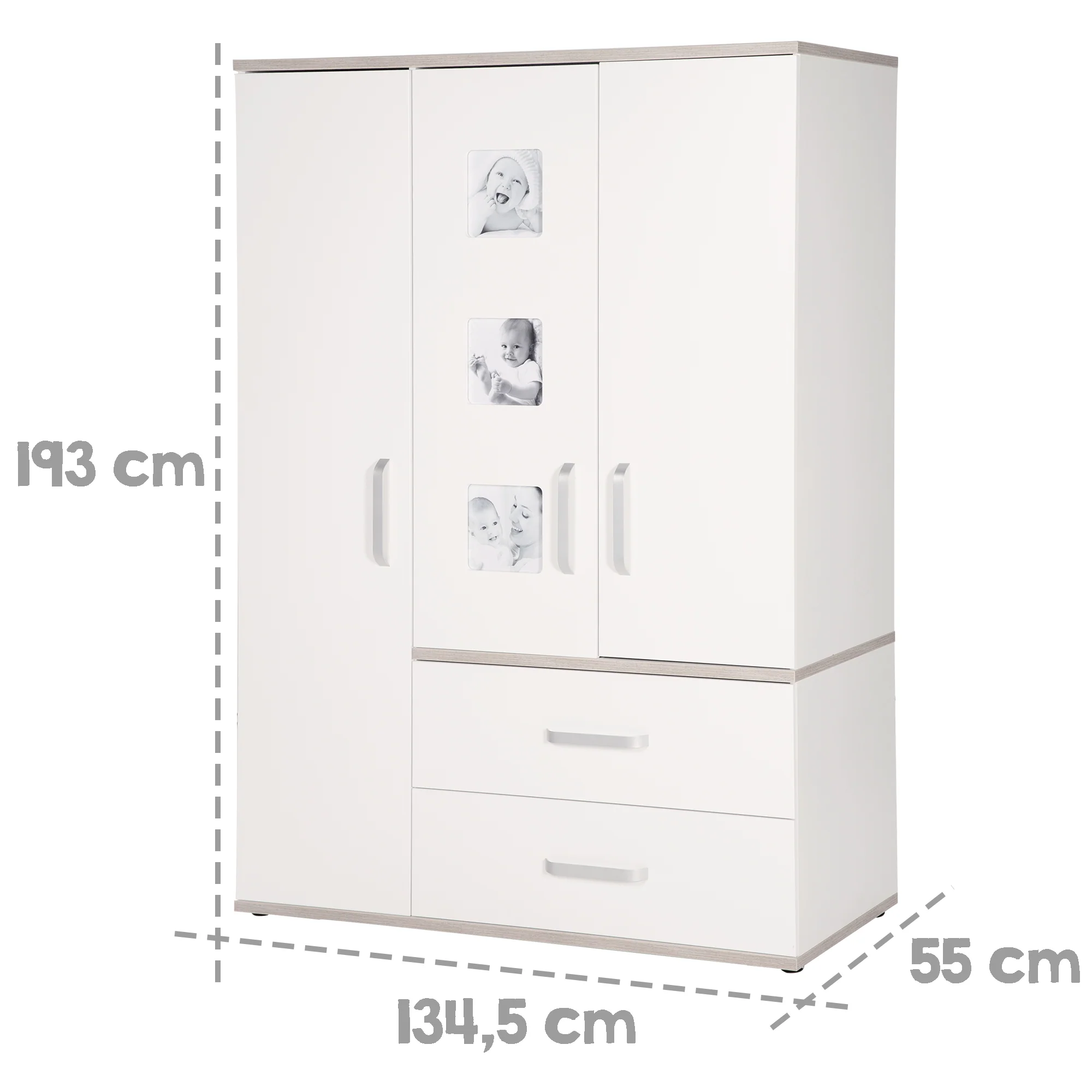 Kindermöbelset 'Moritz', 3-teilig, mit Kinderbett 70 x 140 cm, Wickelkommode & Schrank, weiß - Image 12